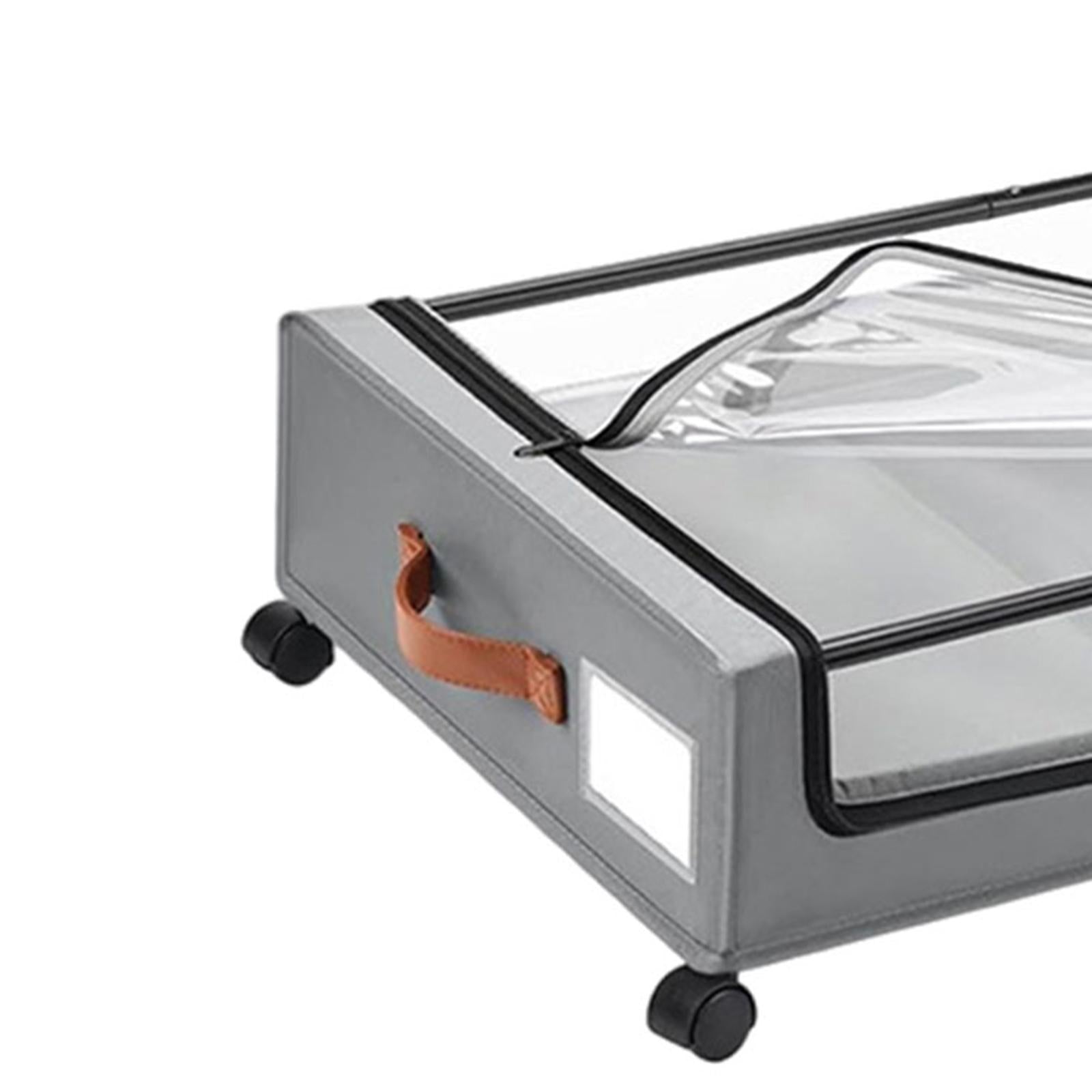 2Pcs Under Bed Storage Drawers with Lid with Wheels for Blanket Book Clothes gray