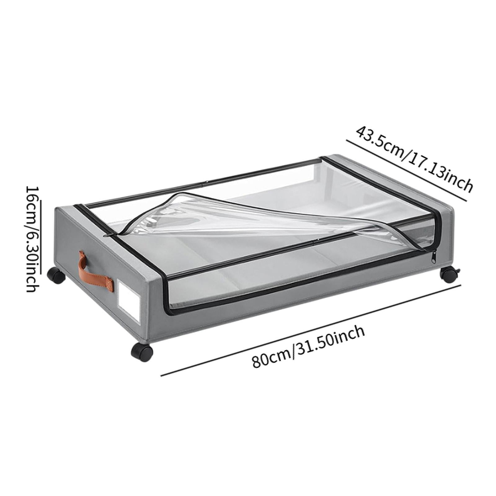 2Pcs Under Bed Storage Drawers with Lid with Wheels for Blanket Book Clothes gray