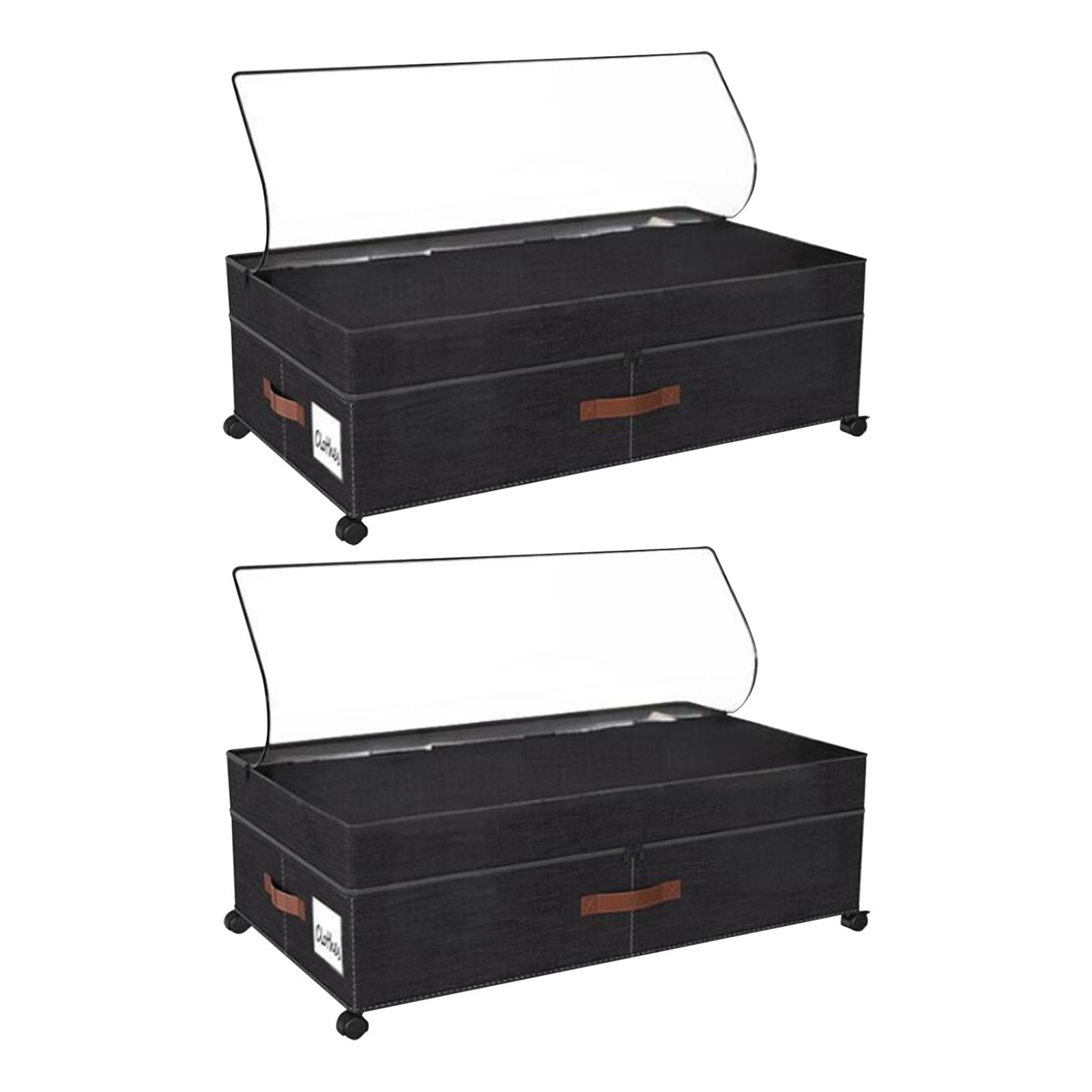 Under Bed Storage Box Silent Sturdy with Handle Large for Blanket Shoes Toys 2 pieces black