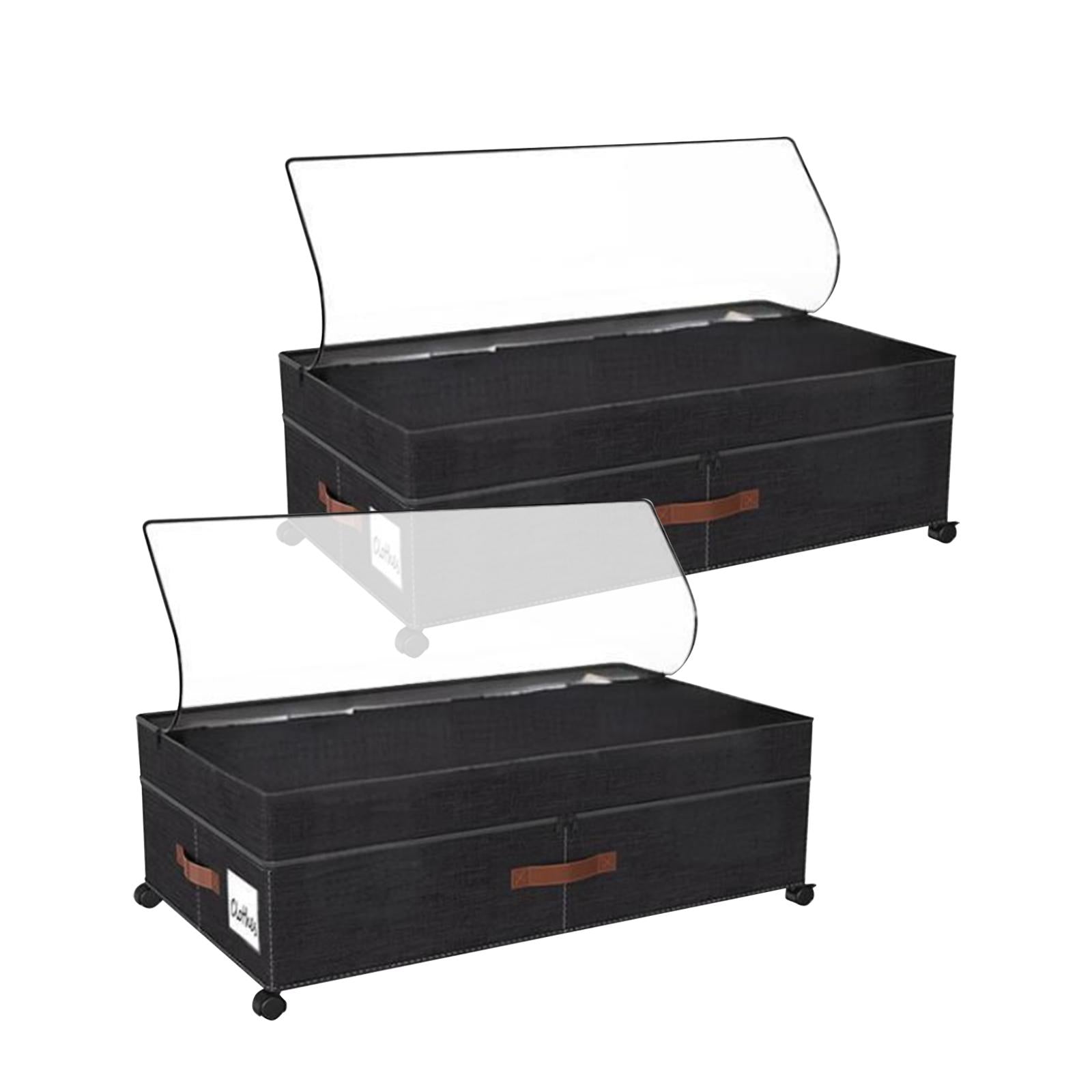 Under Bed Storage Box Silent Sturdy with Handle Large for Blanket Shoes Toys 2 pieces black