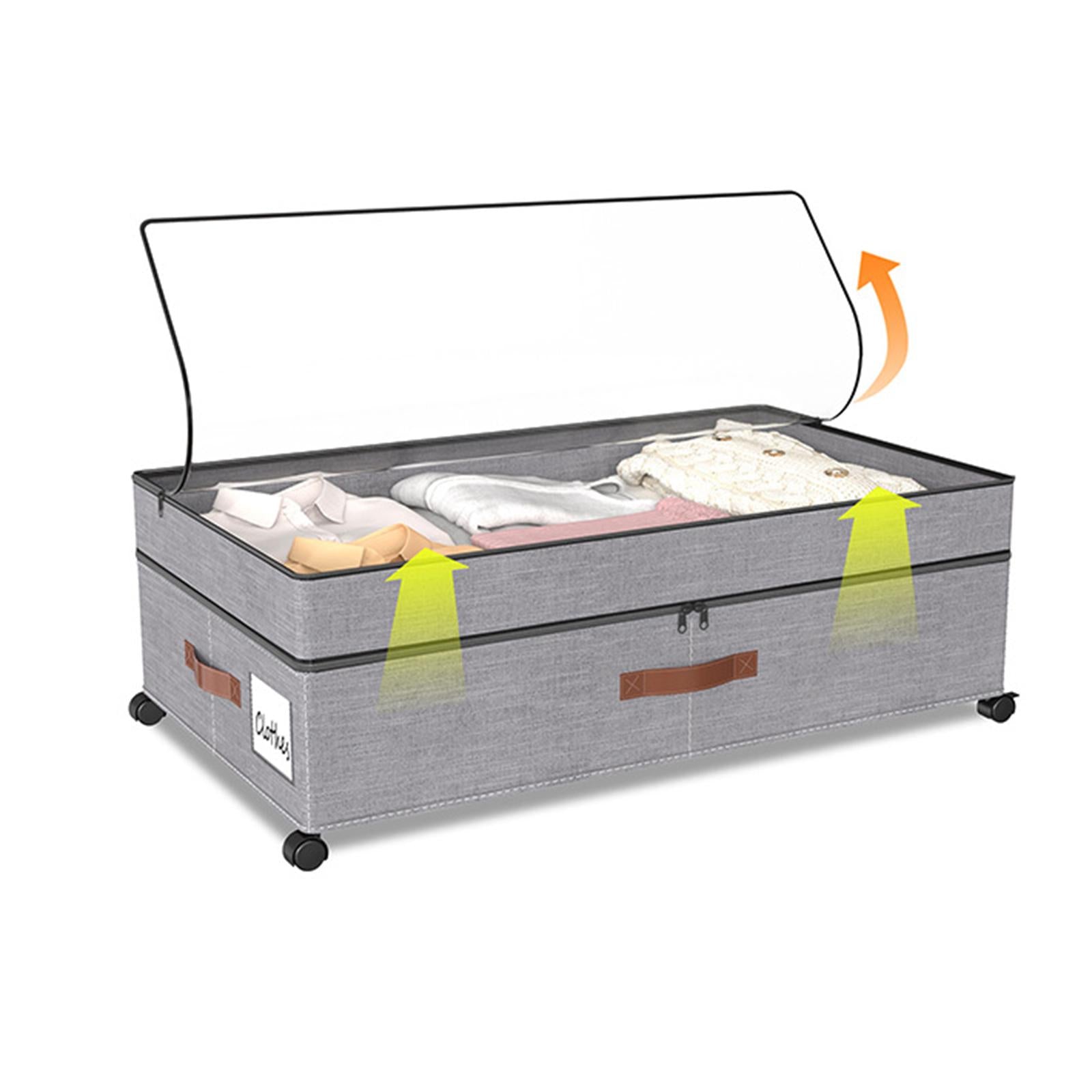 Under Bed Storage Box Silent Sturdy with Handle Large for Blanket Shoes Toys 1 piece gray