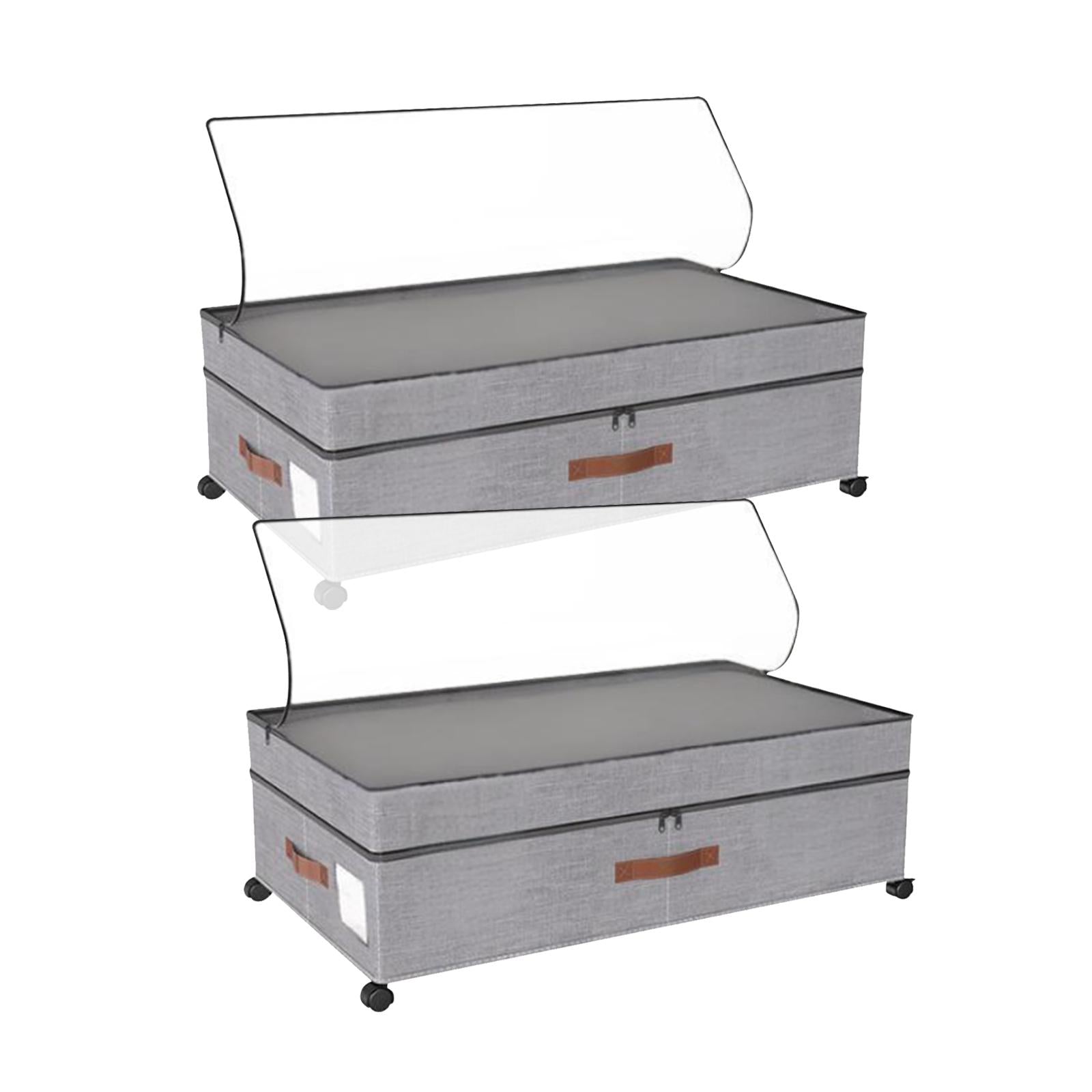 Under Bed Storage Box Silent Sturdy with Handle Large for Blanket Shoes Toys 2 pieces gray