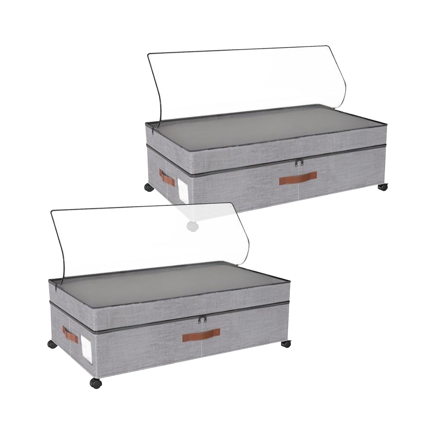 Under Bed Storage Box Silent Sturdy with Handle Large for Blanket Shoes Toys 2 pieces gray