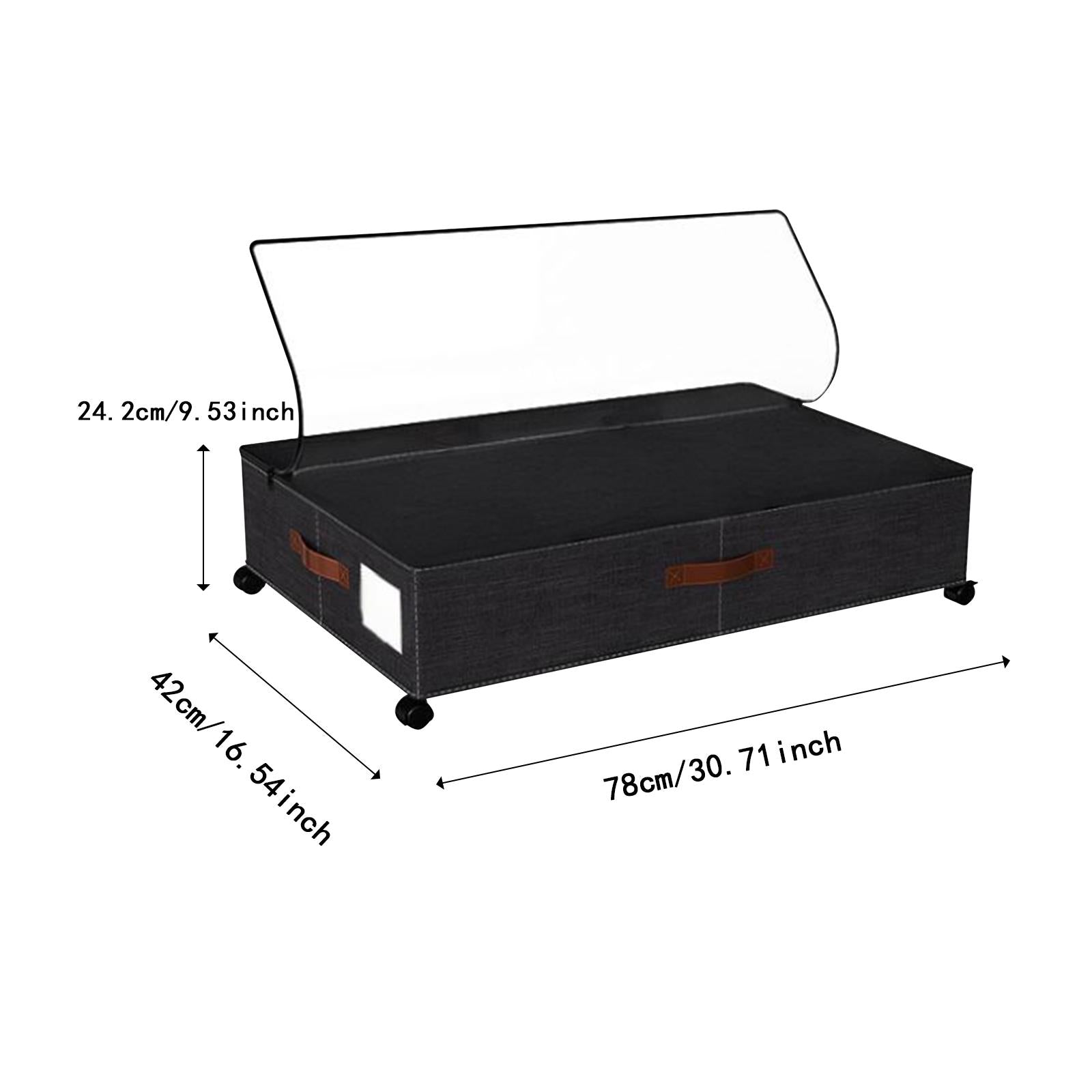 Under Bed Storage Container Convenient with Lid Large for Book Shoes Blanket black 1 piece