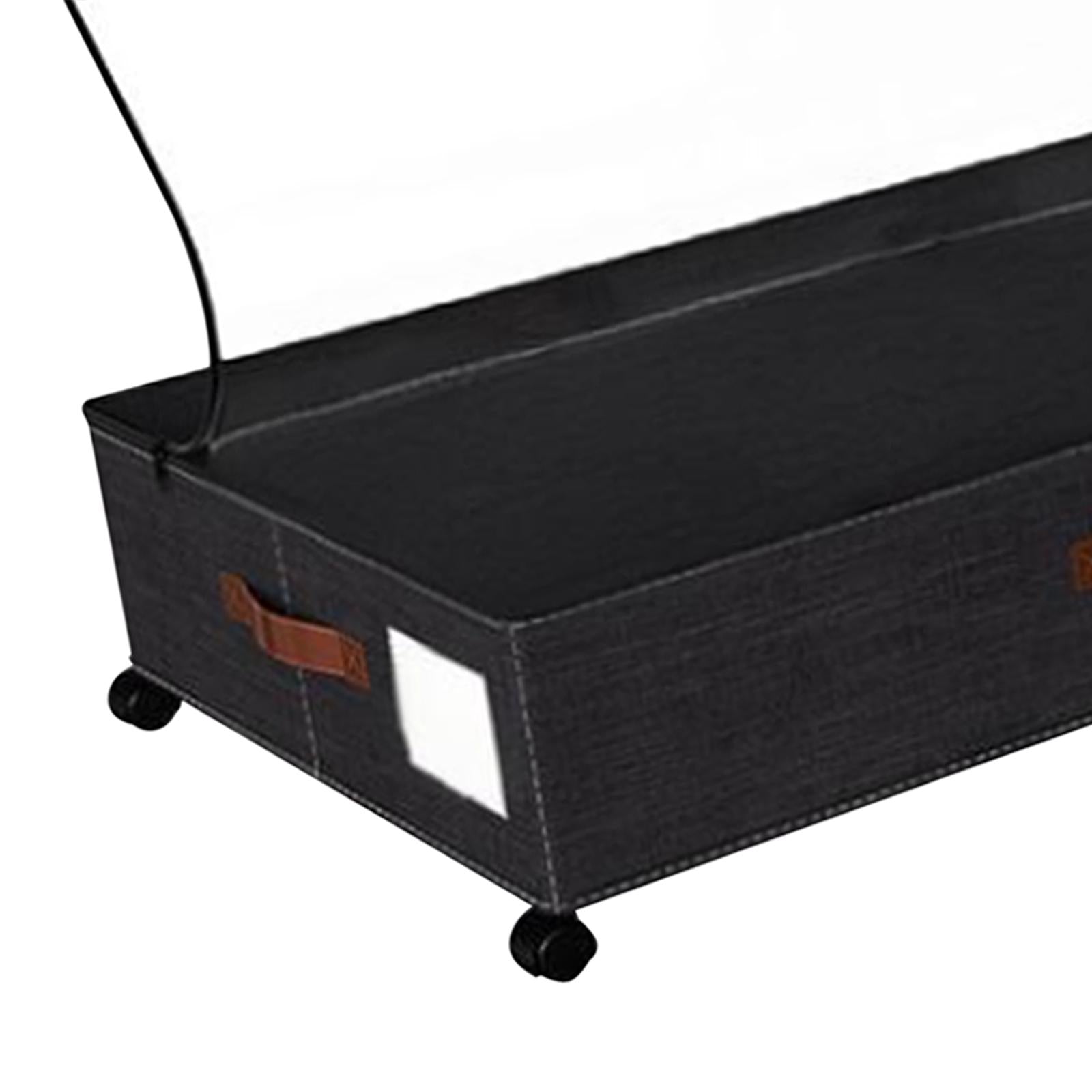 Under Bed Storage Container Convenient with Lid Large for Book Shoes Blanket black 2 pieces