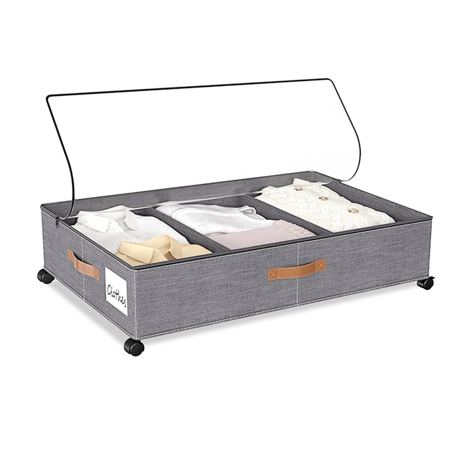 Under Bed Storage Container Convenient with Lid Large for Book Shoes Blanket gray 1 piece