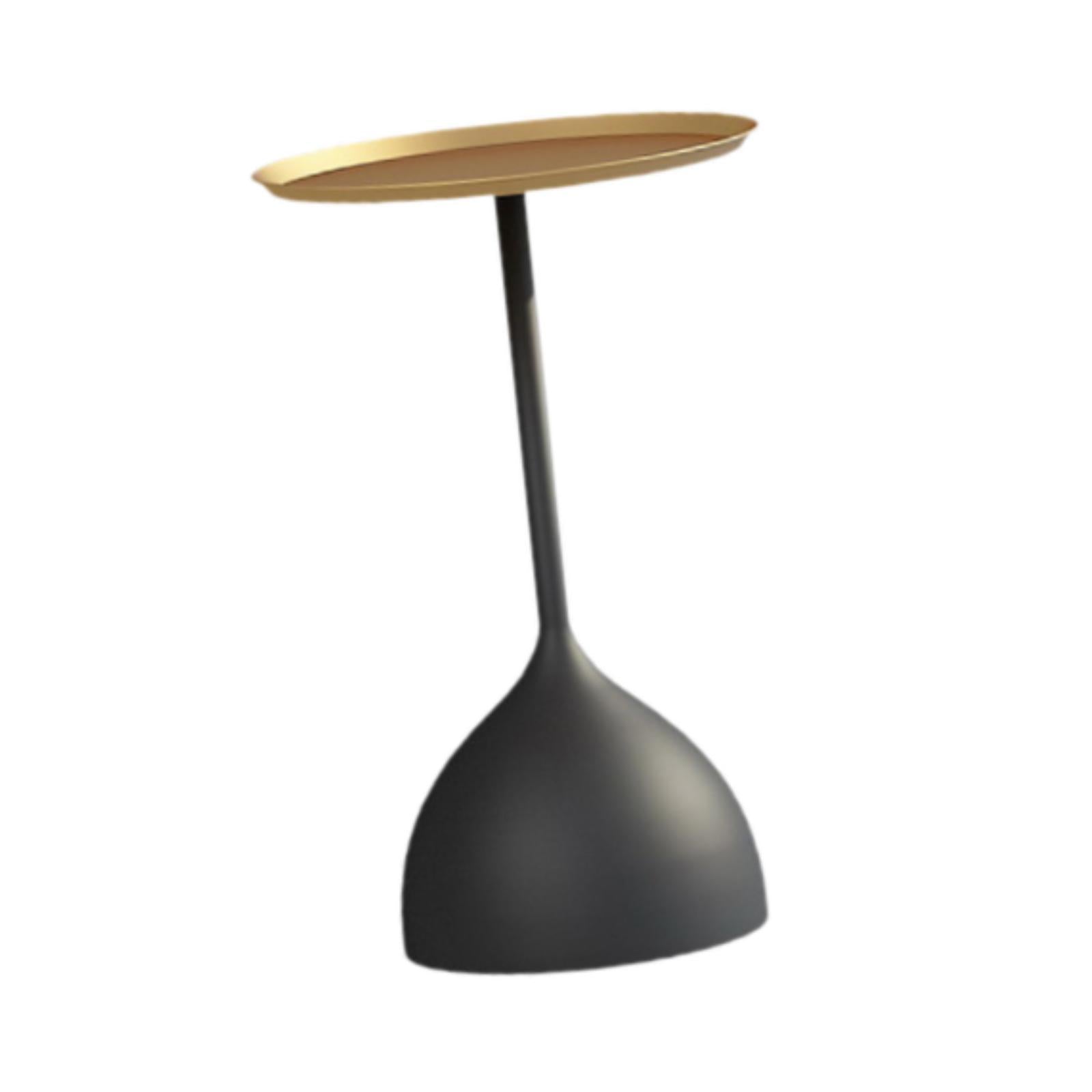 Small Side Table Fashion Decorative Bedside Tabletop for Dorm Bedroom Office Gold Tray Black Base