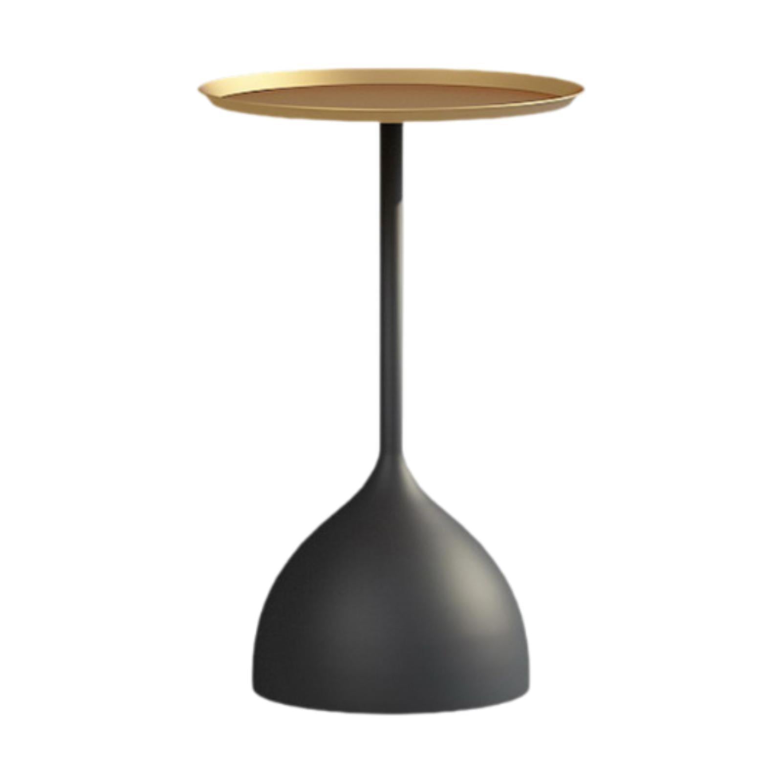 Small Side Table Fashion Decorative Bedside Tabletop for Dorm Bedroom Office Gold Tray Black Base