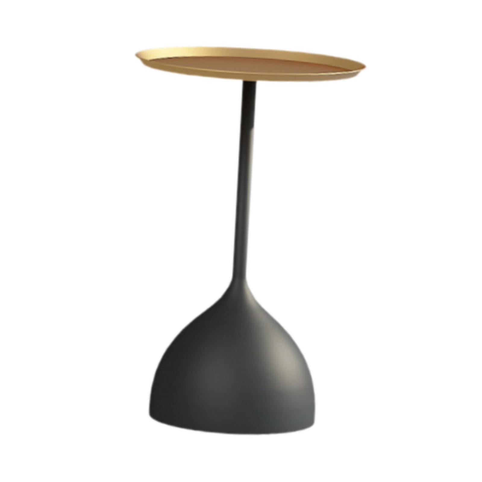 Small Side Table Fashion Decorative Bedside Tabletop for Dorm Bedroom Office Gold Tray Black Base