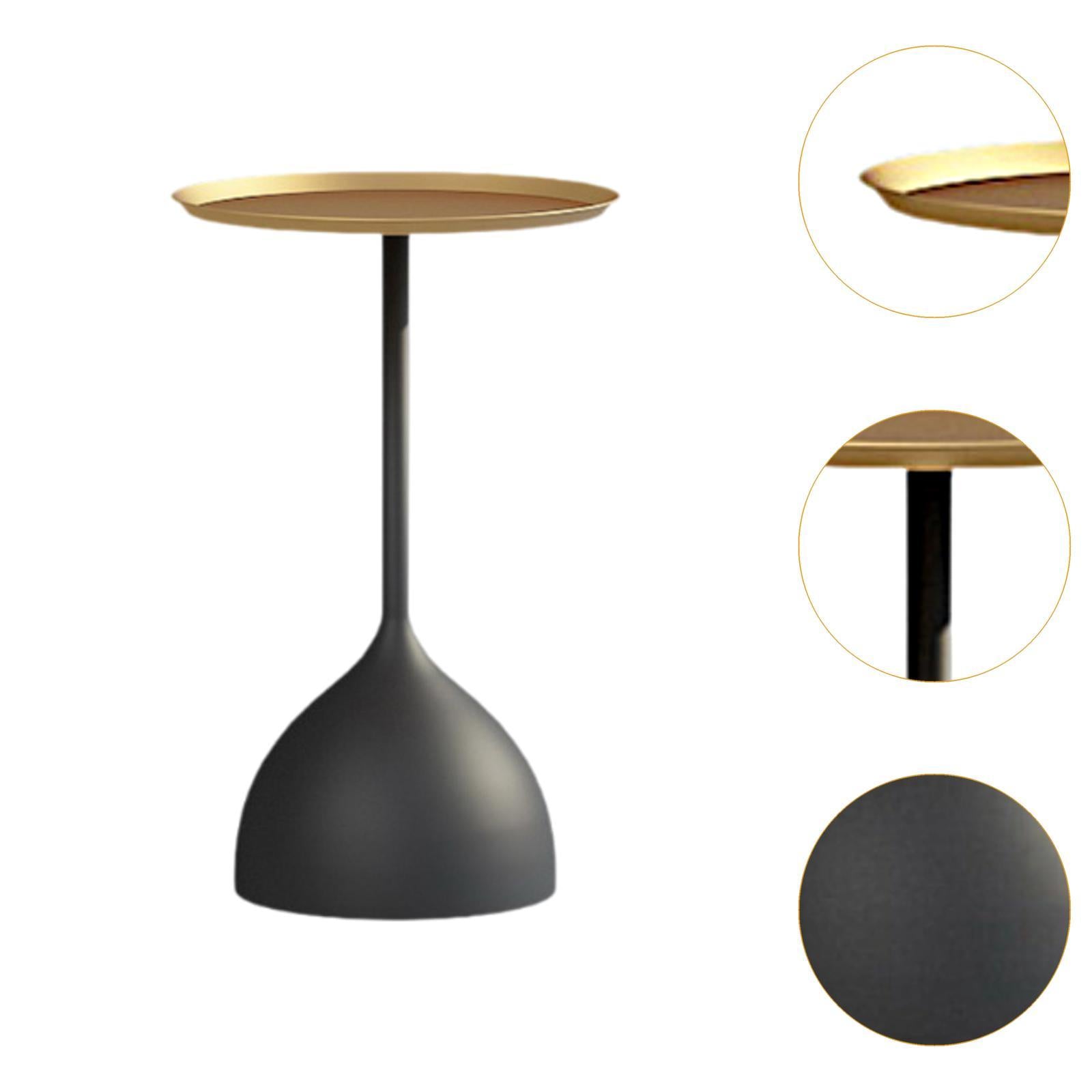 Small Side Table Fashion Decorative Bedside Tabletop for Dorm Bedroom Office Gold Tray Black Base