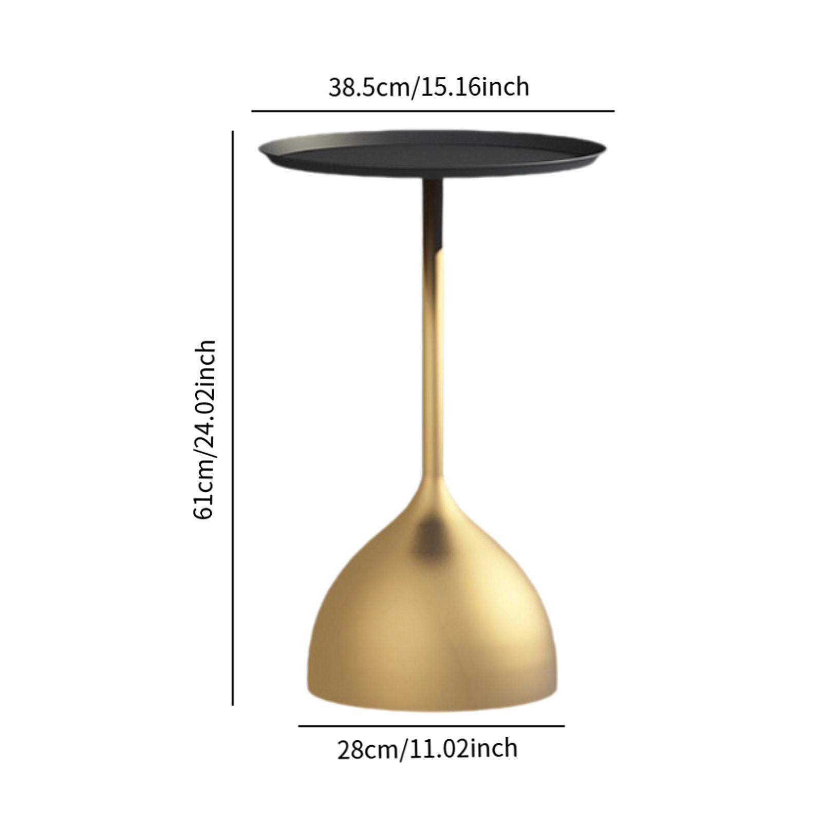 Small Side Table Fashion Decorative Bedside Tabletop for Dorm Bedroom Office Black Tray Gold Base