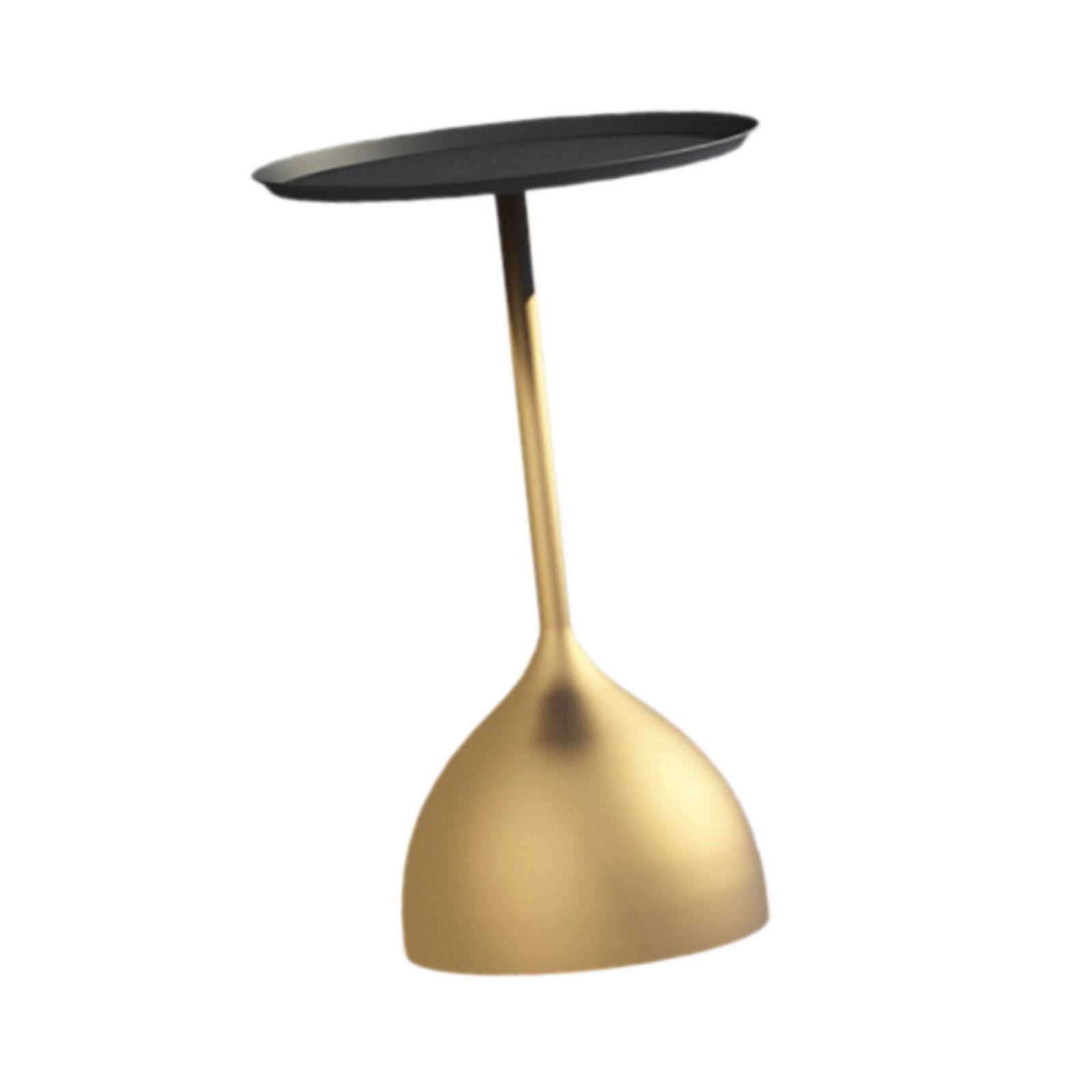 Small Side Table Fashion Decorative Bedside Tabletop for Dorm Bedroom Office Black Tray Gold Base