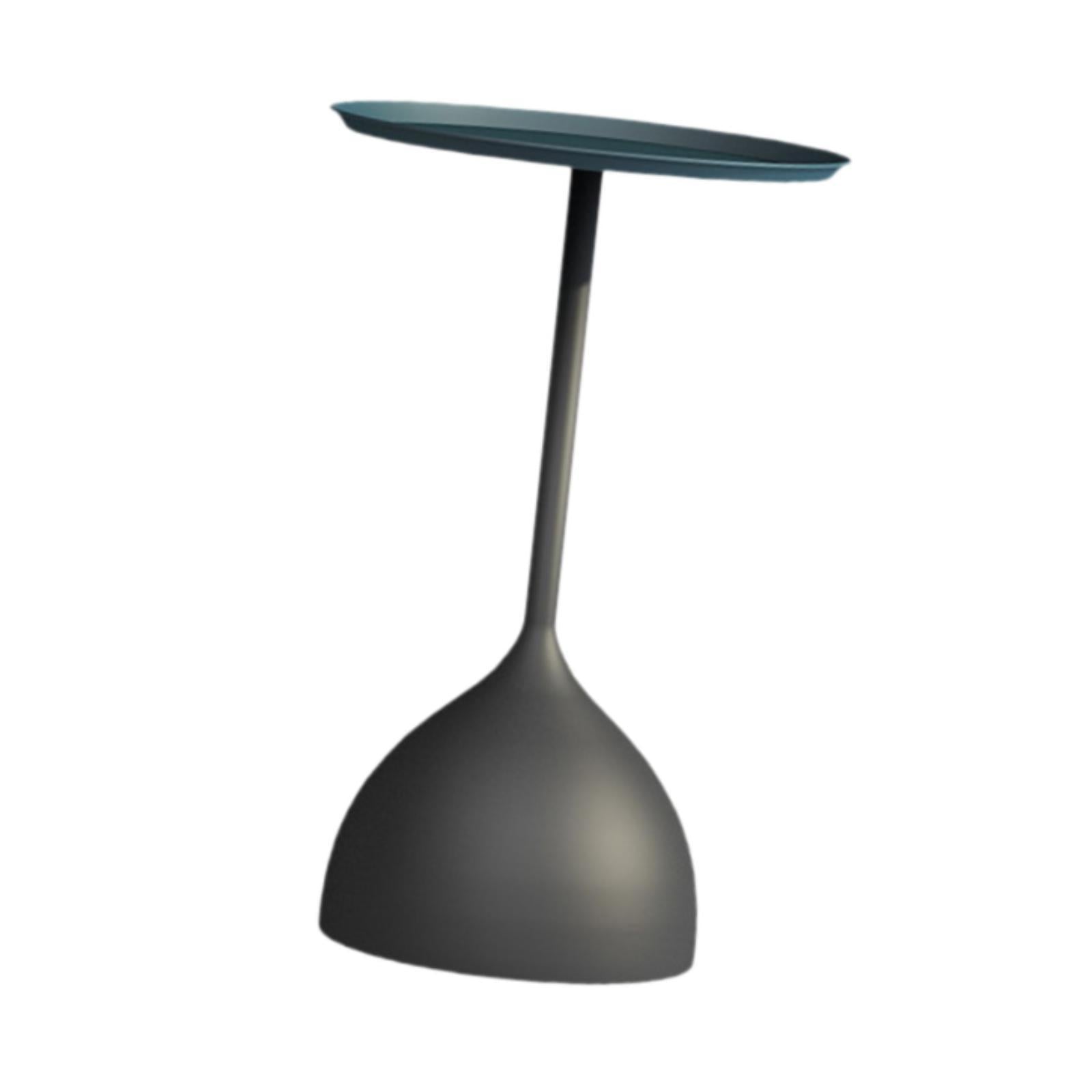 Small Side Table Fashion Decorative Bedside Tabletop for Dorm Bedroom Office Blue Top Tray Black Base