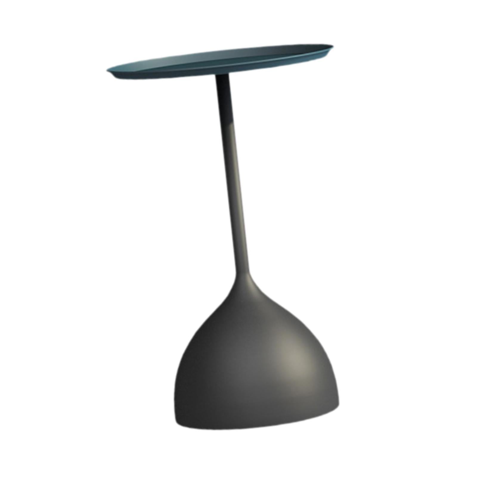 Small Side Table Fashion Decorative Bedside Tabletop for Dorm Bedroom Office Blue Top Tray Black Base