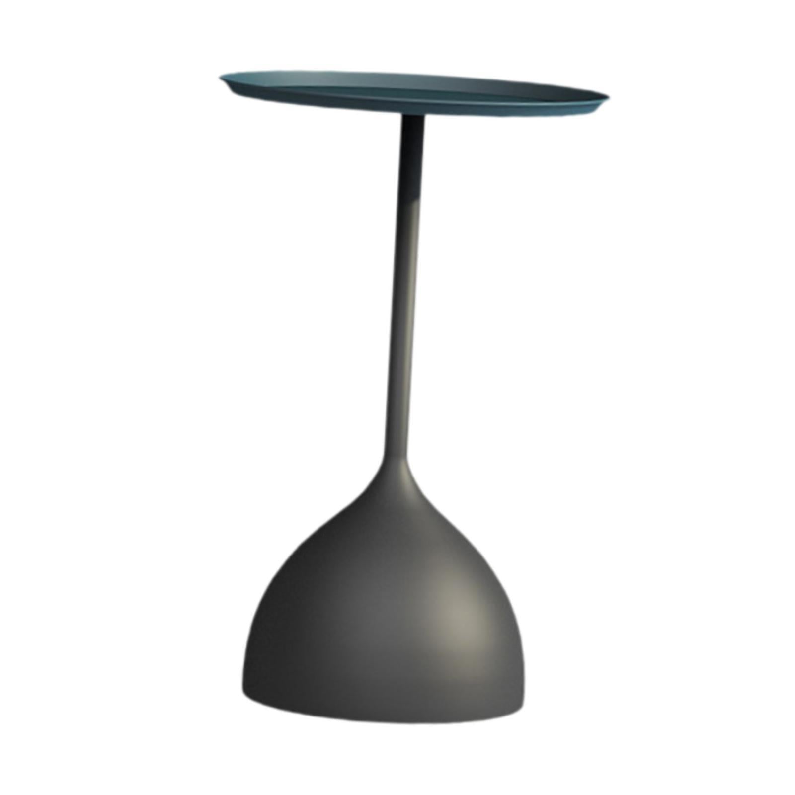 Small Side Table Fashion Decorative Bedside Tabletop for Dorm Bedroom Office Blue Top Tray Black Base