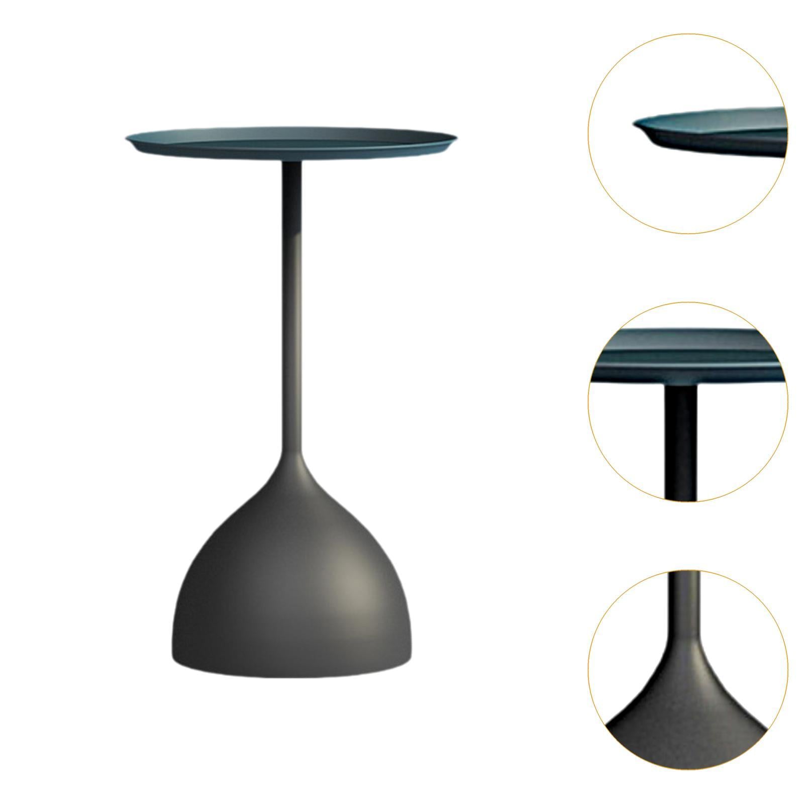 Small Side Table Fashion Decorative Bedside Tabletop for Dorm Bedroom Office Blue Top Tray Black Base