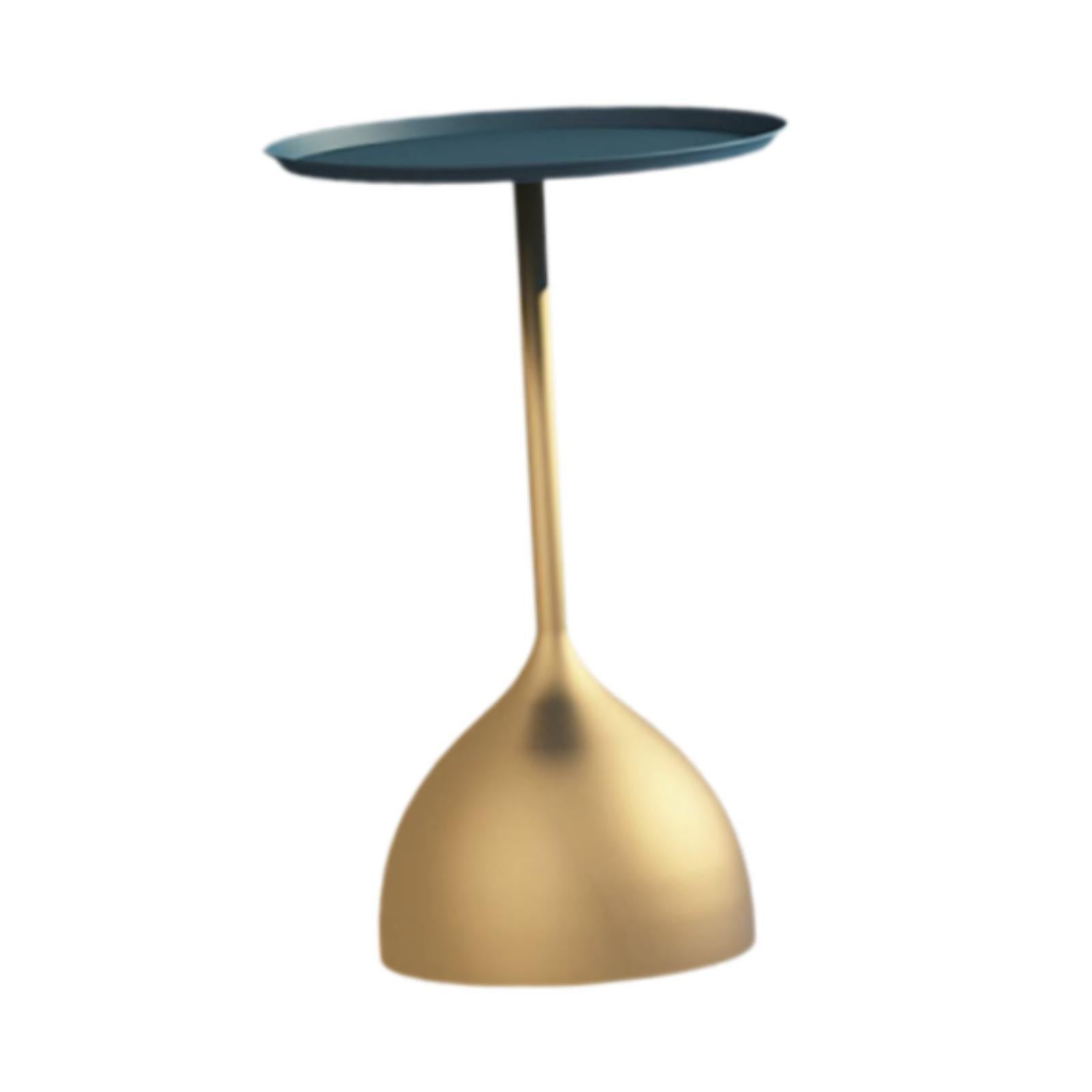 Small Side Table Fashion Decorative Bedside Tabletop for Dorm Bedroom Office Blue Top Tray Gold Base