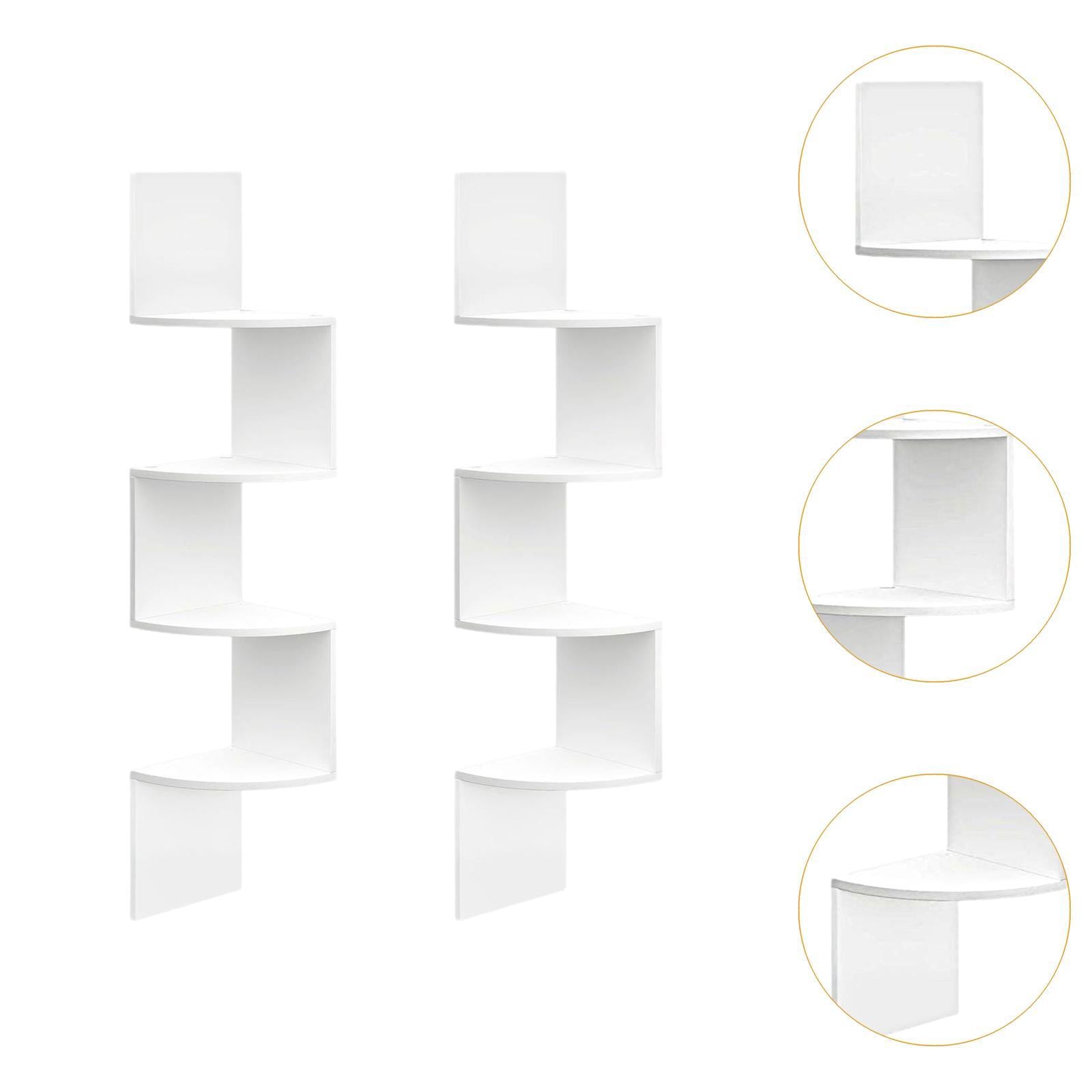 2Pcs Corner Shelf Wall Mount Corner Floating Shelves for Kitchen Office Home White