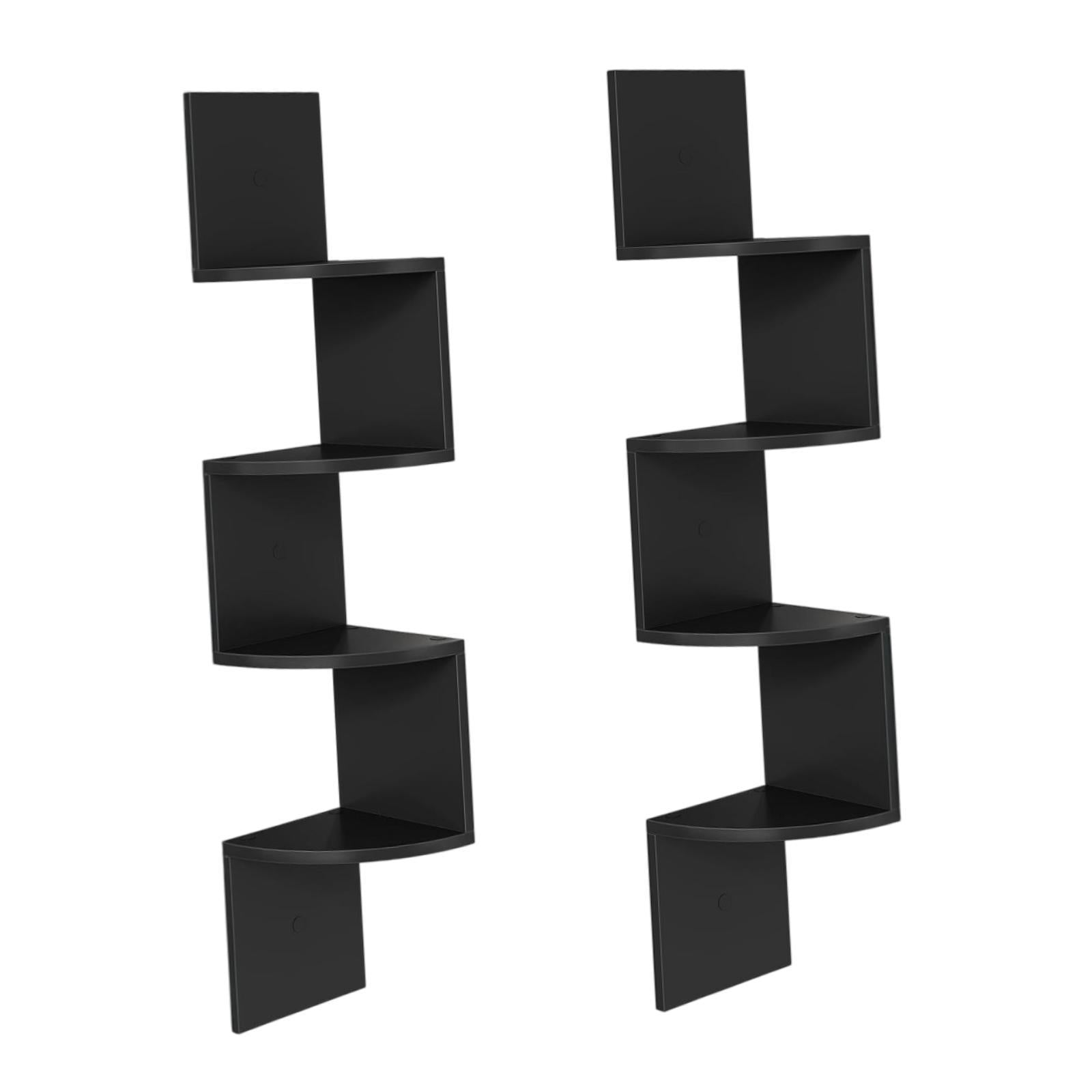 2Pcs Corner Shelf Wall Mount Corner Floating Shelves for Kitchen Office Home Black