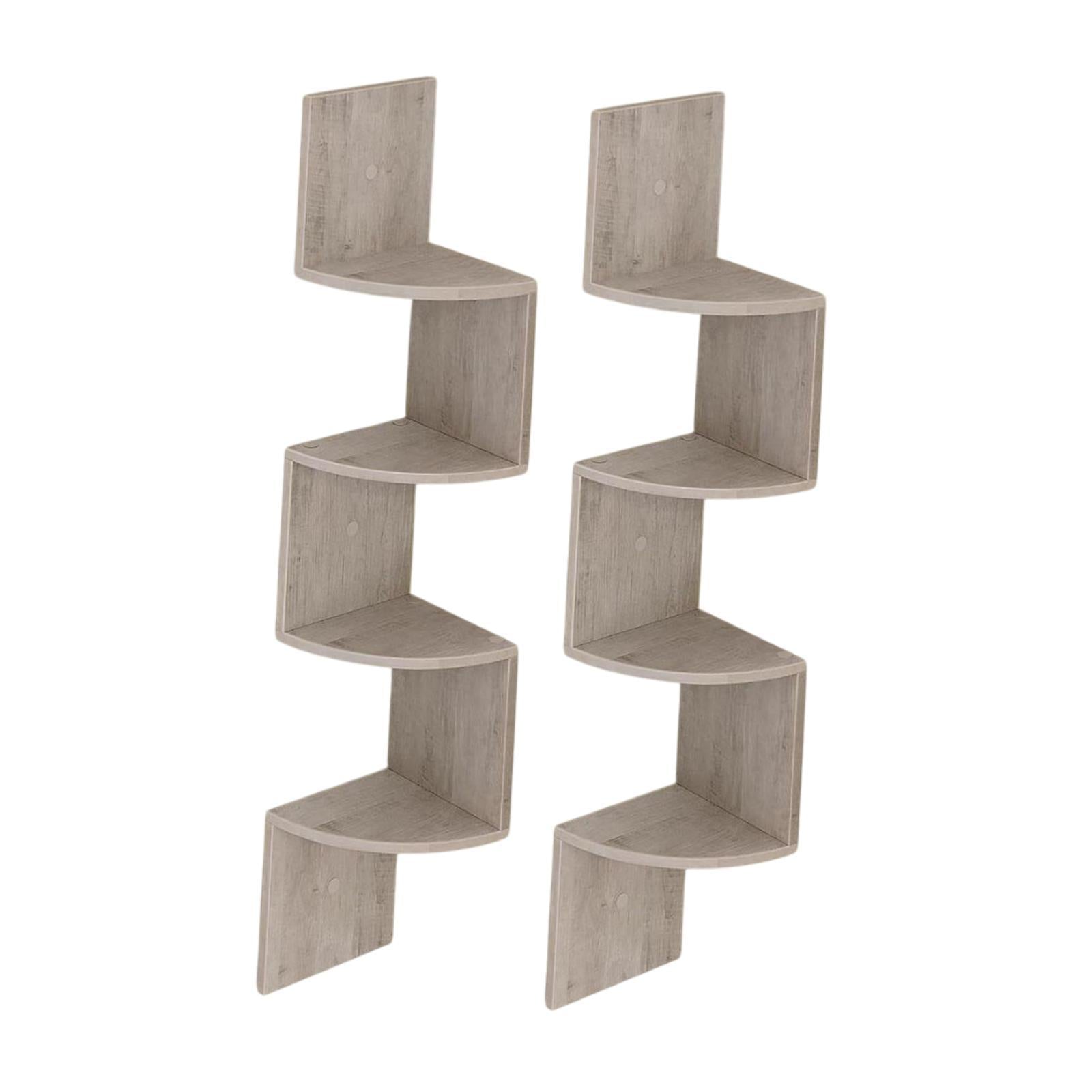 2Pcs Corner Shelf Wall Mount Corner Floating Shelves for Kitchen Office Home Grey
