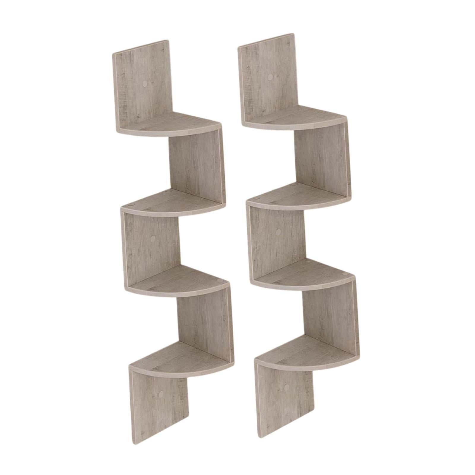 2Pcs Corner Shelf Wall Mount Corner Floating Shelves for Kitchen Office Home Grey