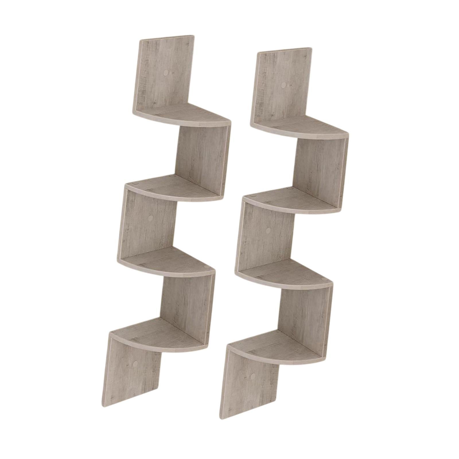 2Pcs Corner Shelf Wall Mount Corner Floating Shelves for Kitchen Office Home Grey