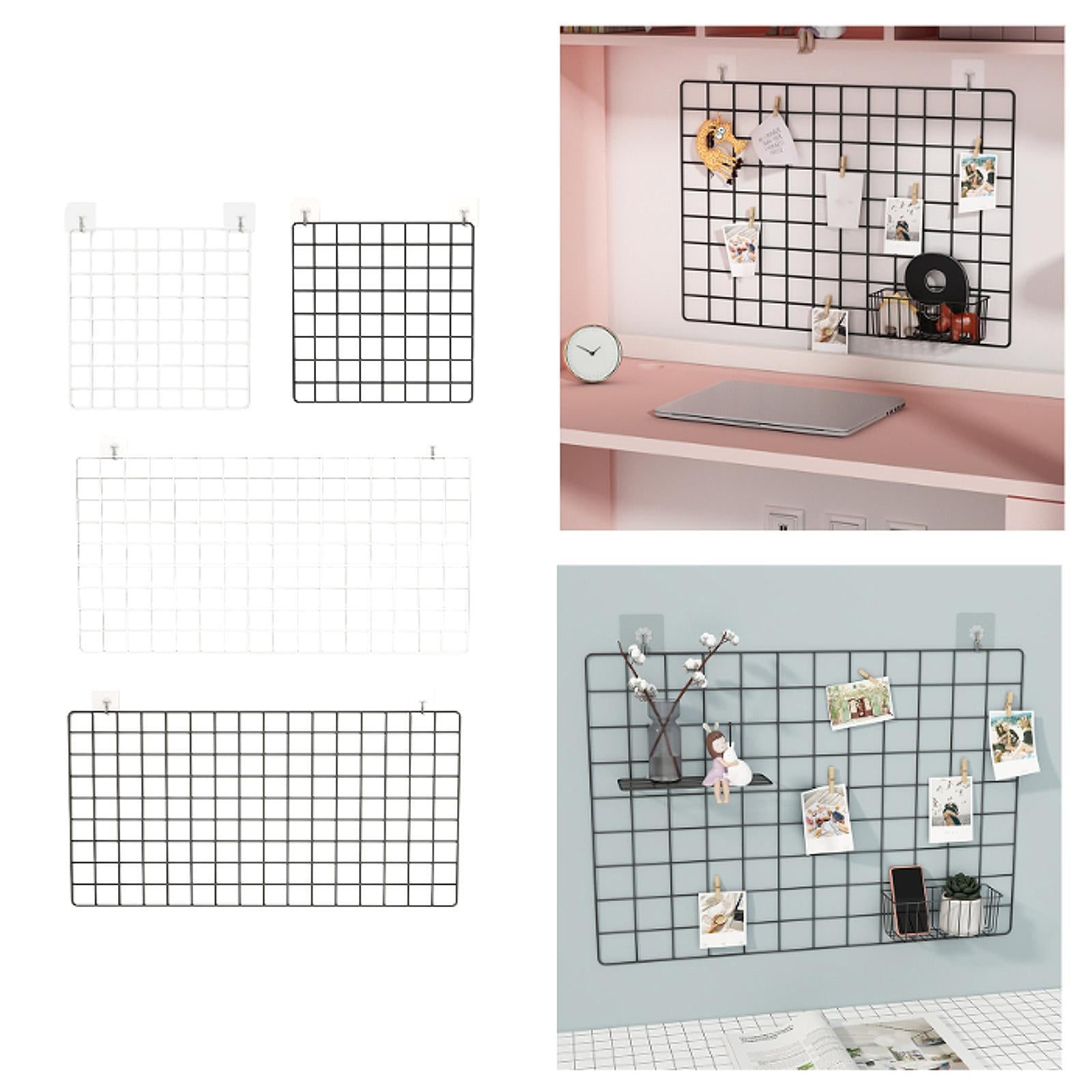 Wall Grid Panel for Photo Display Wire Notice Memo Board for Livingroom Home White 35x35cm