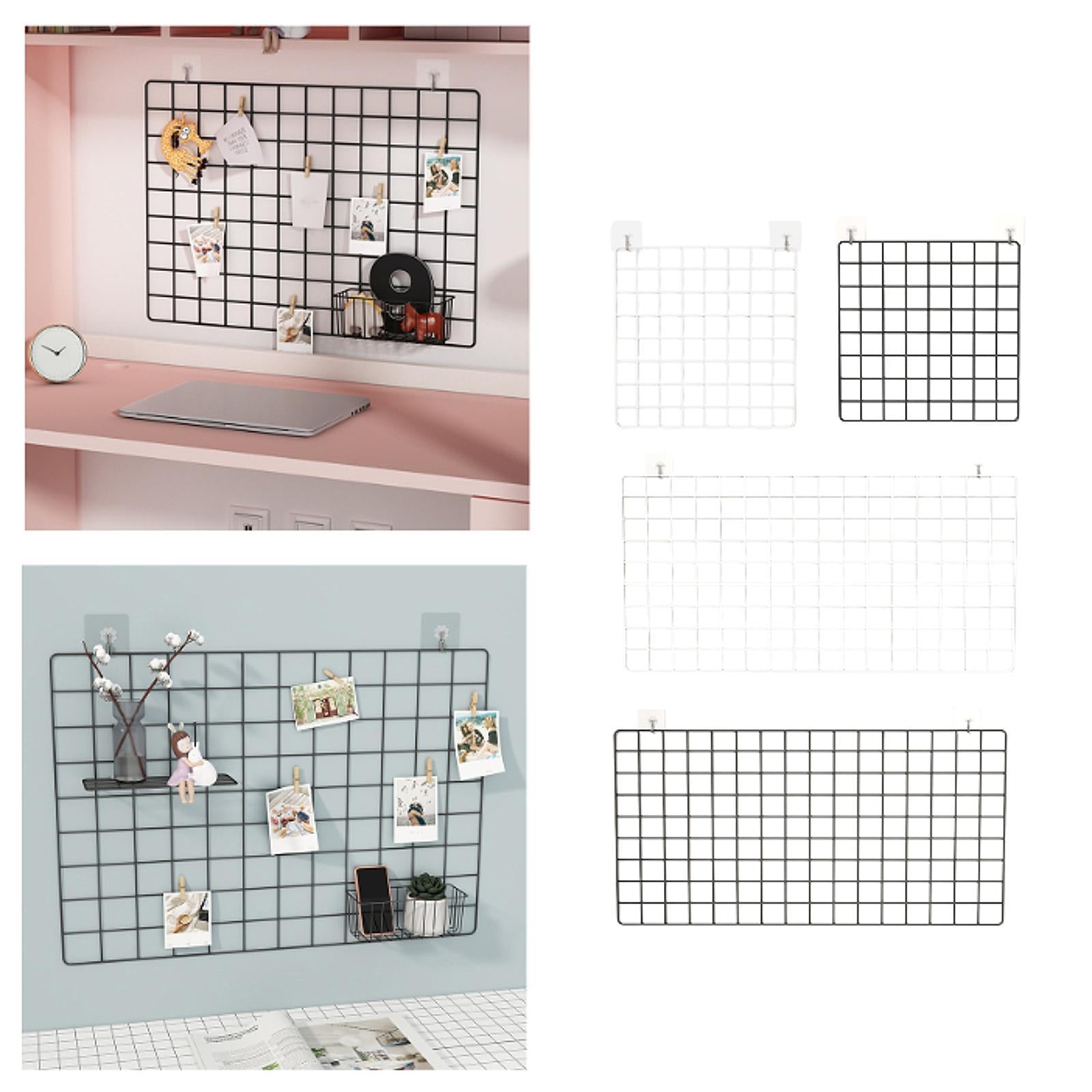 Wall Grid Panel for Photo Display Wire Notice Memo Board for Livingroom Home White 35x35cm