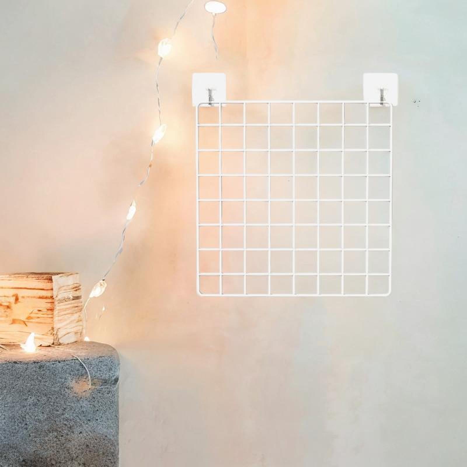 Wall Grid Panel for Photo Display Wire Notice Memo Board for Livingroom Home White 35x35cm