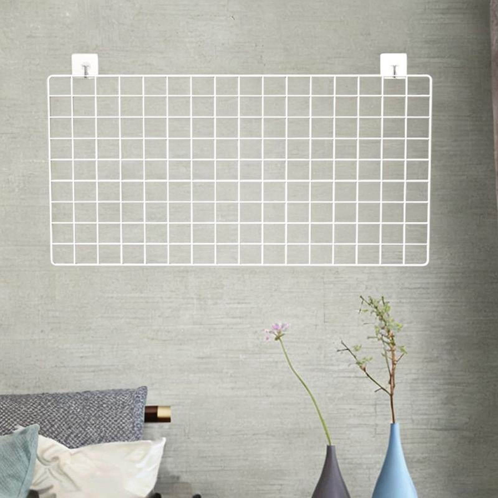 Wall Grid Panel for Photo Display Wire Notice Memo Board for Livingroom Home White 40x80cm