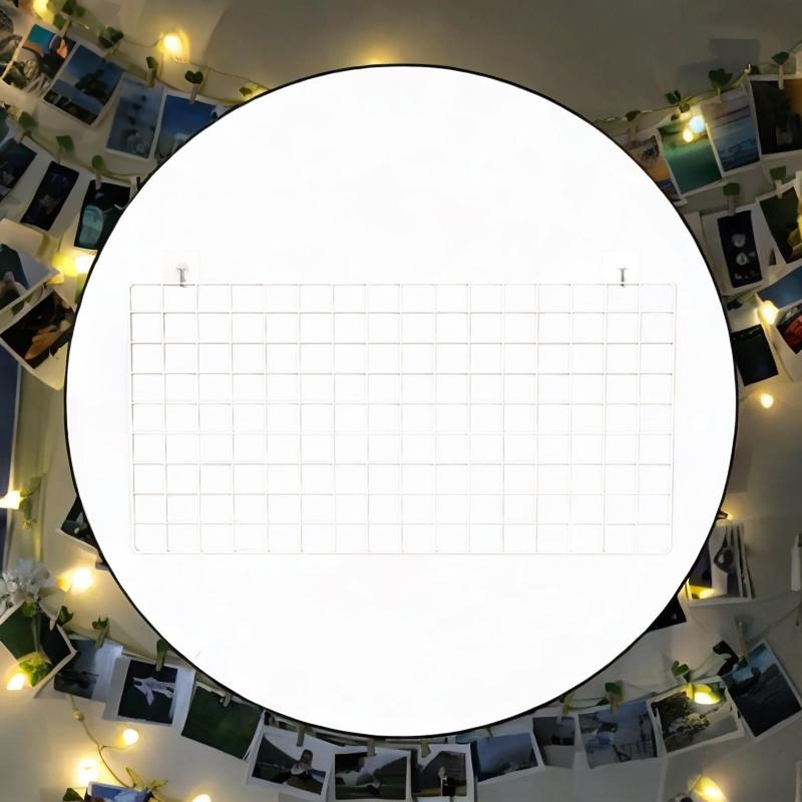 Wall Grid Panel for Photo Display Wire Notice Memo Board for Livingroom Home White 40x80cm