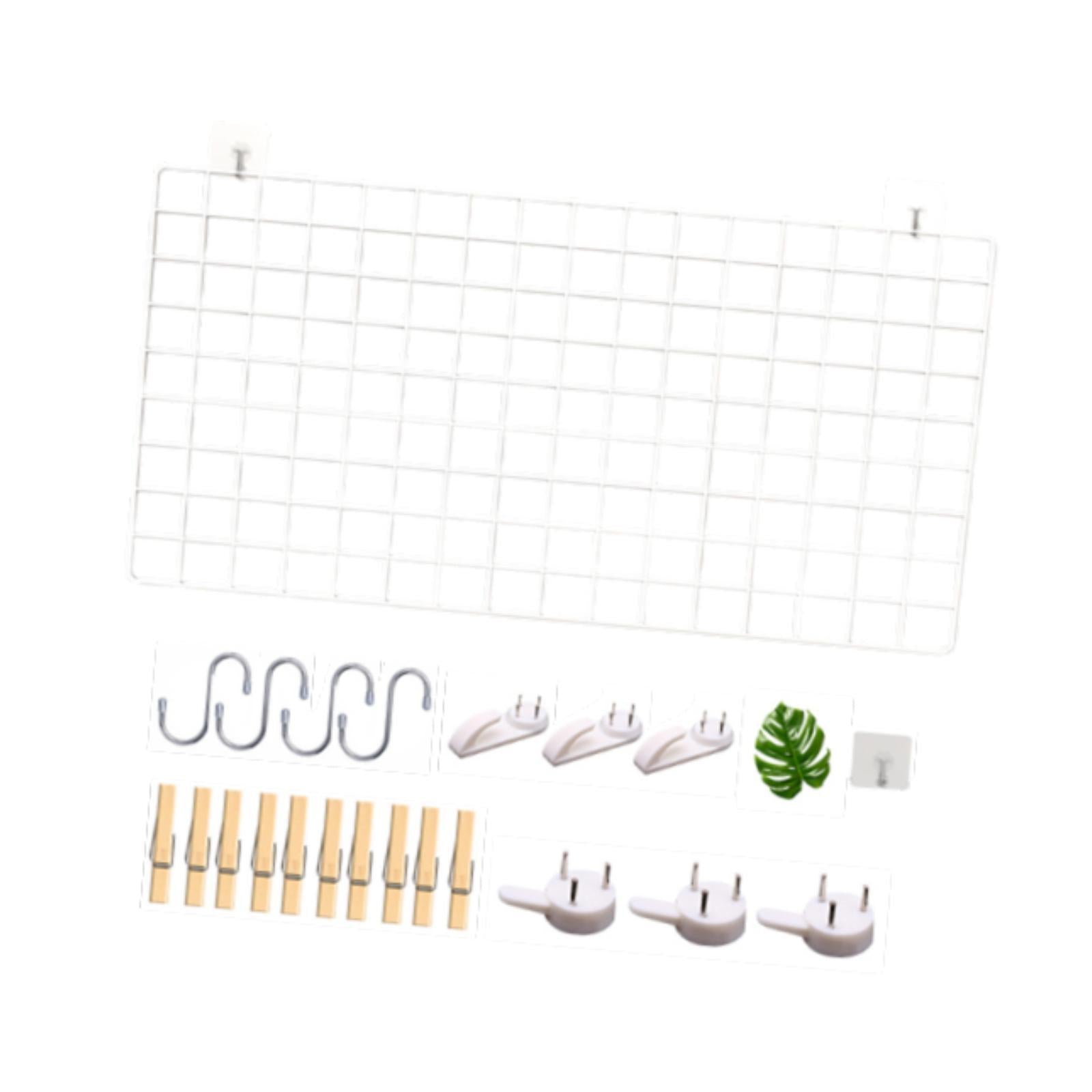 Wall Grid Panel for Photo Display Wire Notice Memo Board for Livingroom Home White 40x80cm