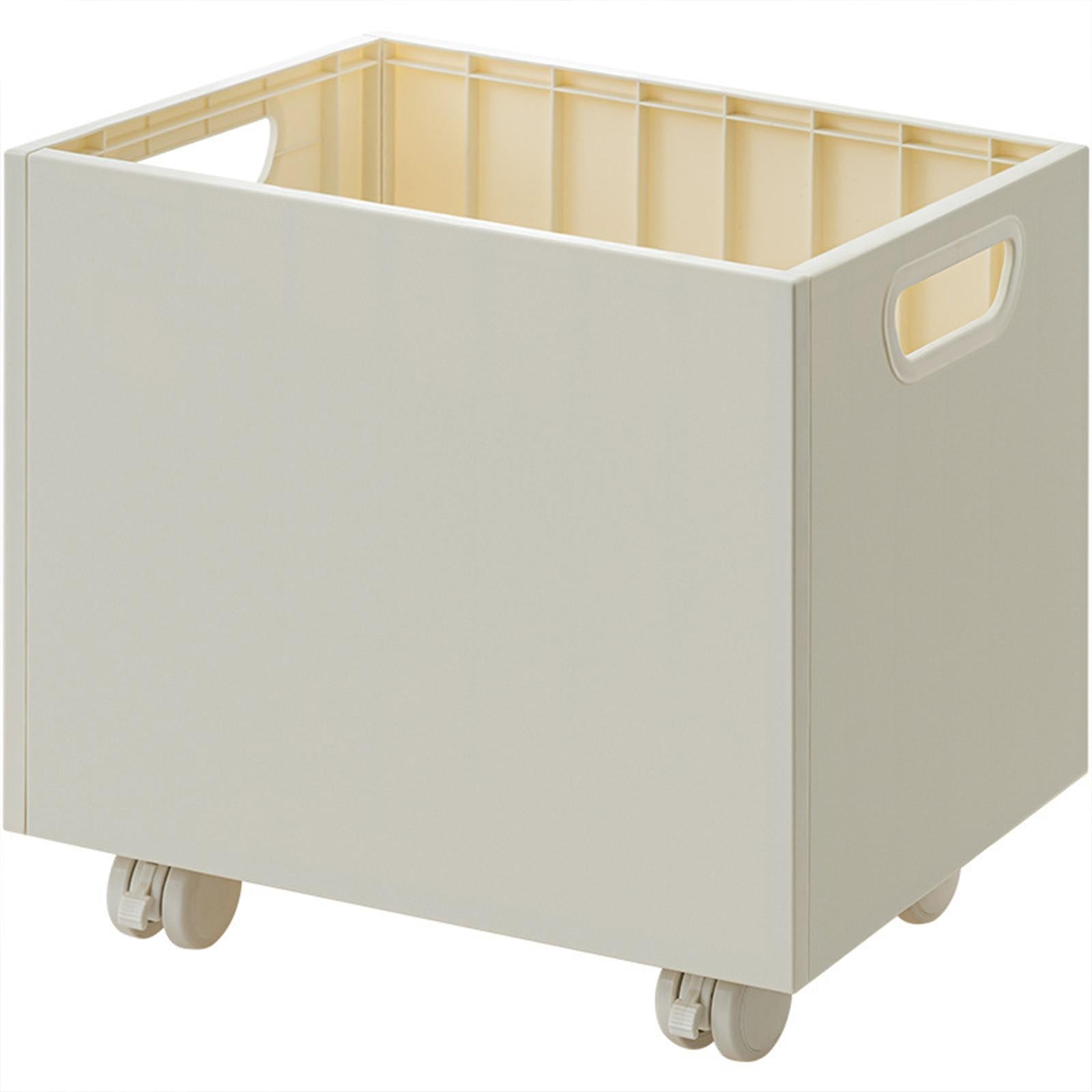 Stackable Book Storage Box Minimalist Rolling File Organizer for Home Office White