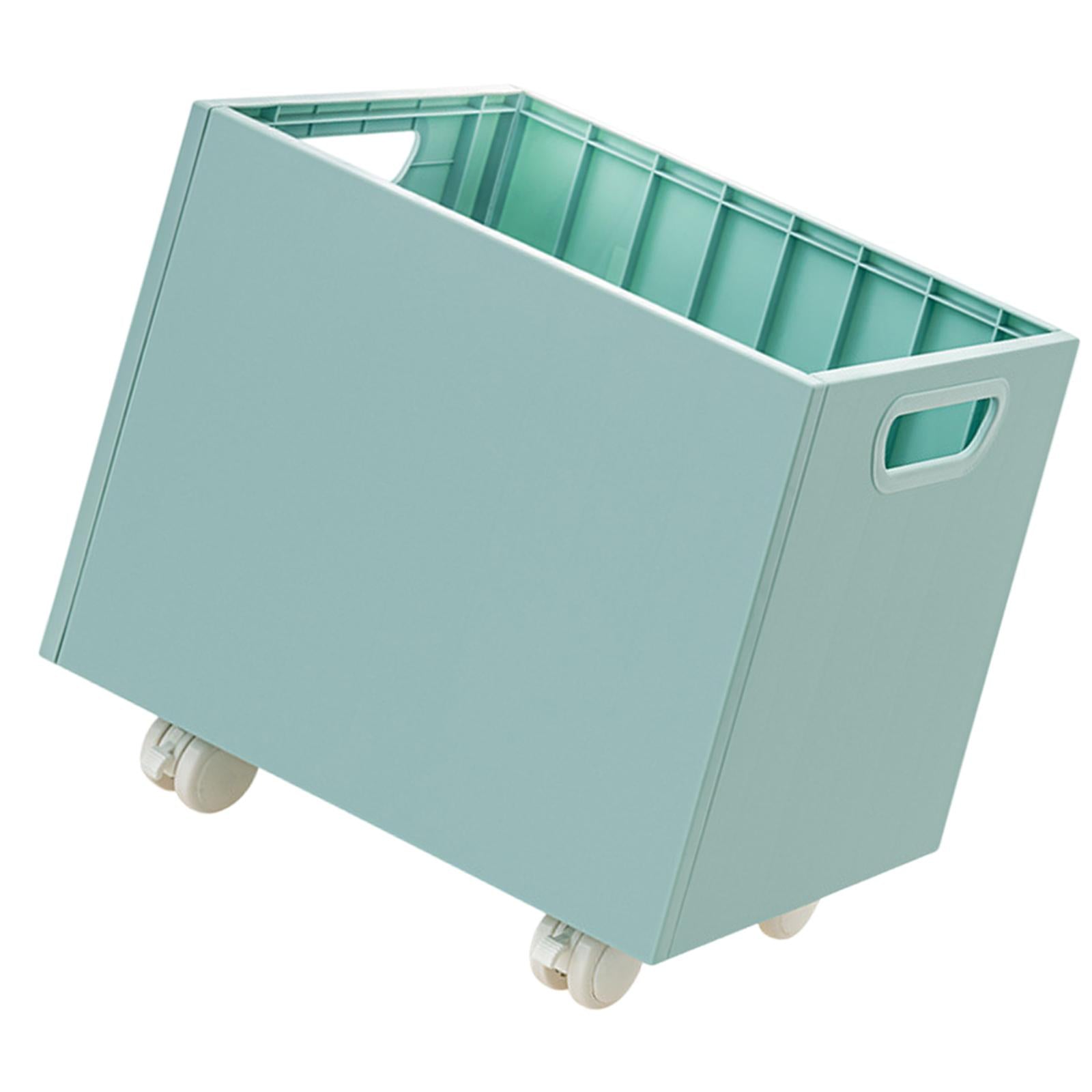 Stackable Book Storage Box Minimalist Rolling File Organizer for Home Office Blue