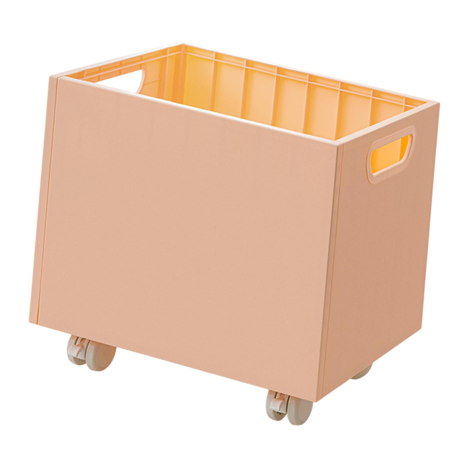 Stackable Book Storage Box Minimalist Rolling File Organizer for Home Office Pink