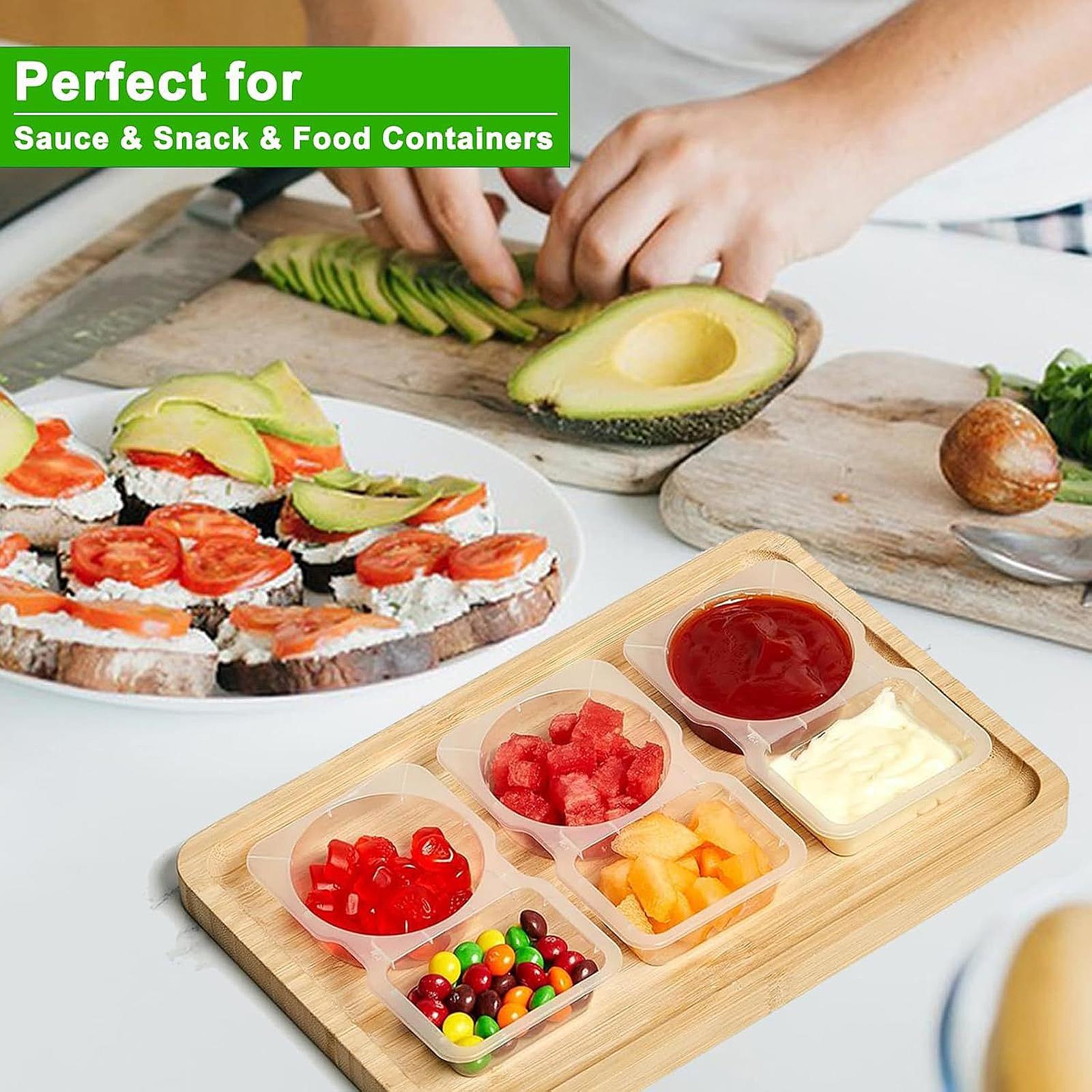 Double Condiment Containers Leakproof 2 Compartment for Sauce Sampling Salad