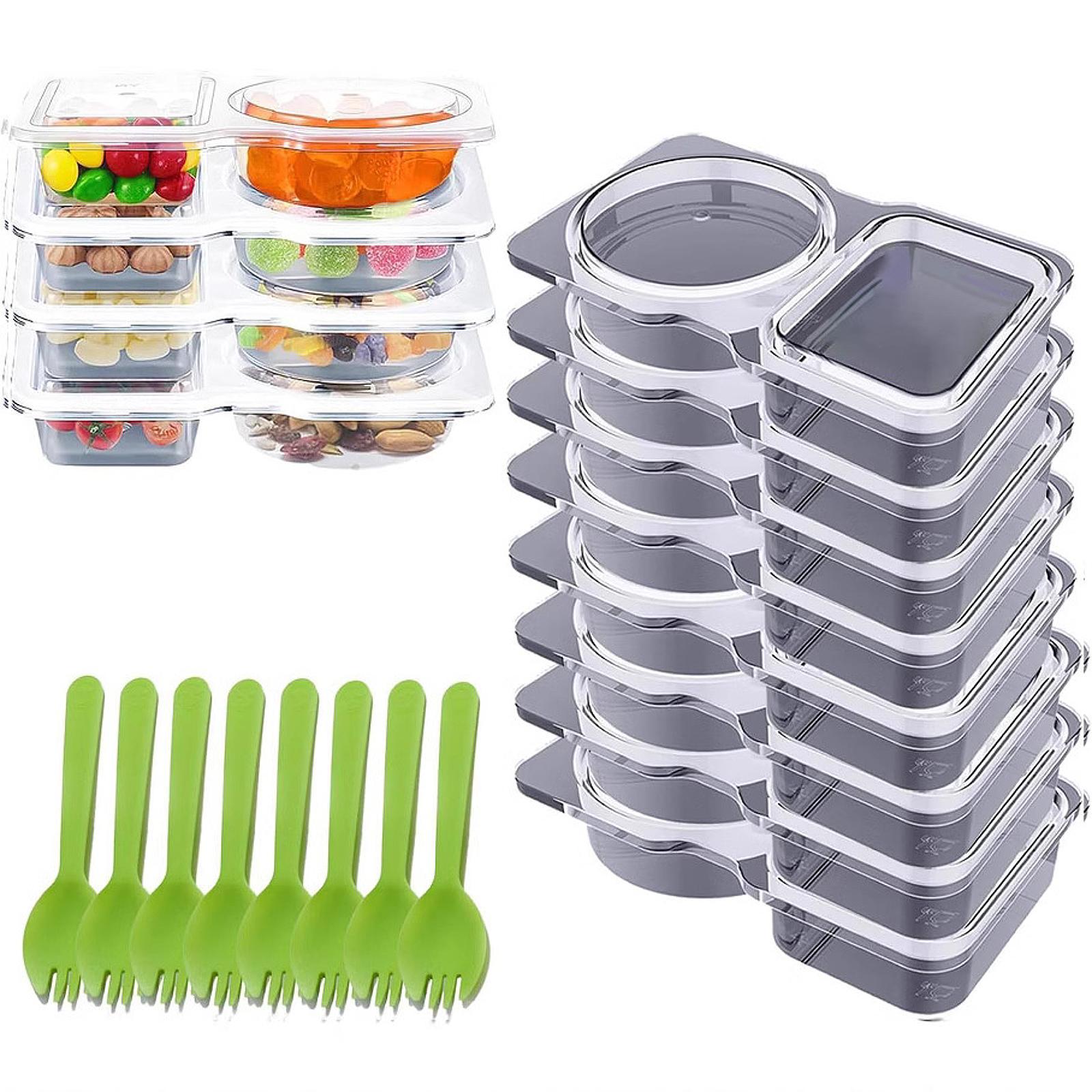Double Condiment Containers Leakproof 2 Compartment for Sauce Sampling Salad