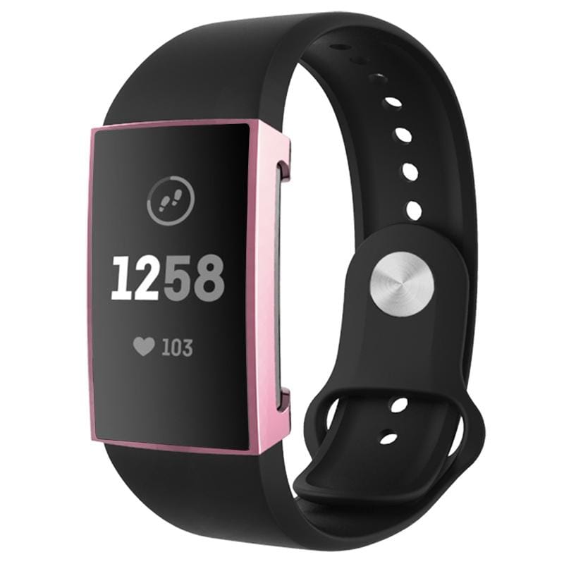 For Fitbit Charge 3 Full Coverage Plating TPU Watch Case (Pink)