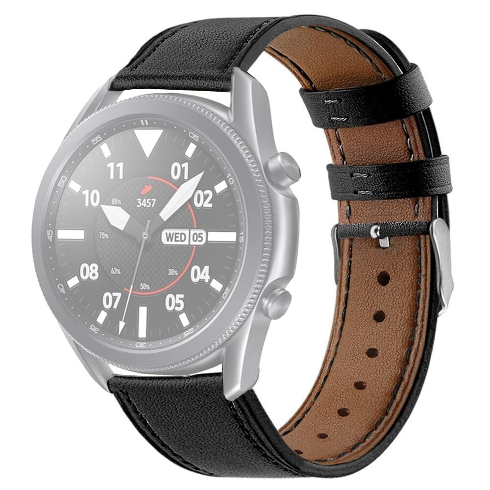 For Galaxy Watch 3 41mm Leather Replacement Strap Watchband (Black)