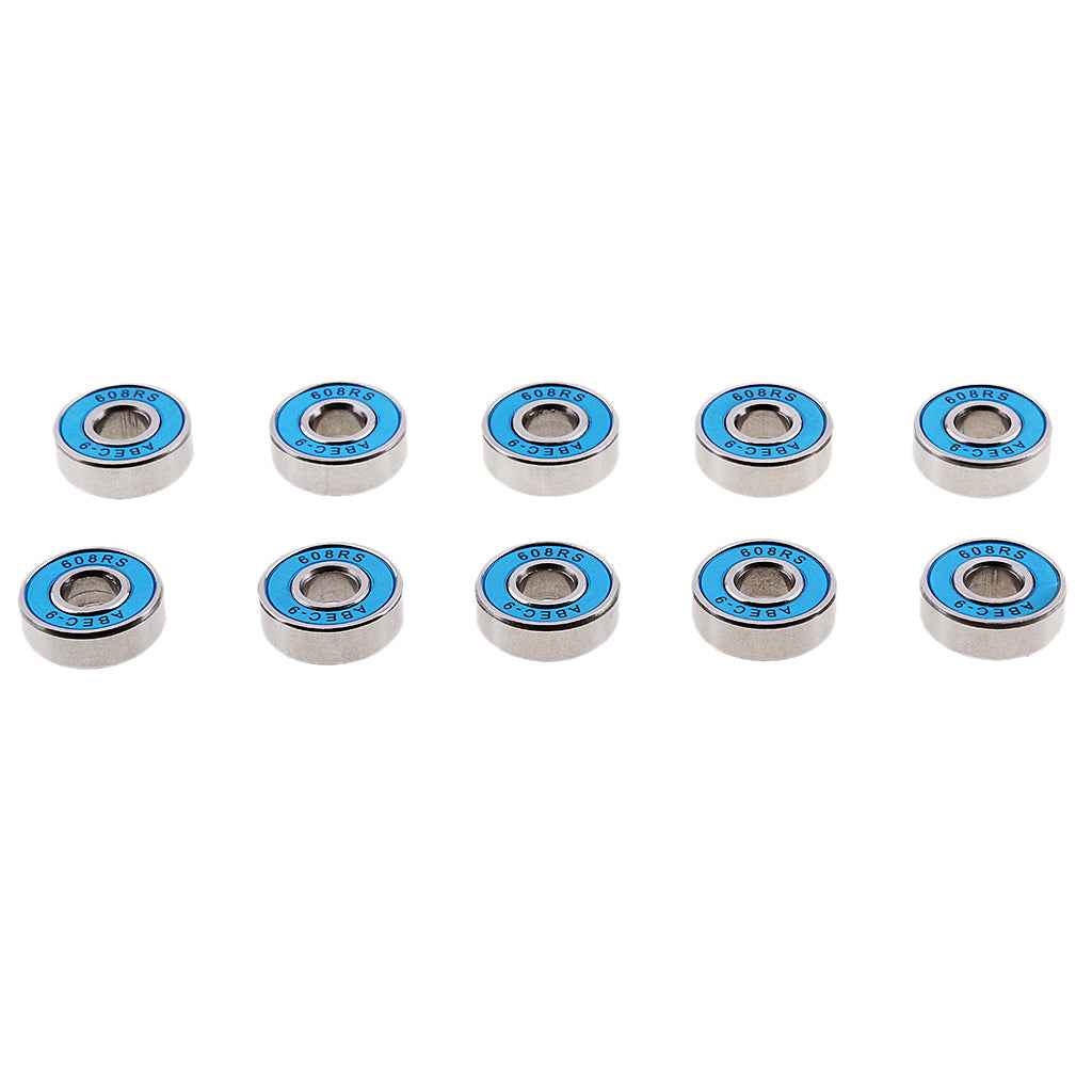 10 Pieces ABEC-9 608RS Roller Skate Wheel Bearings Seal Ball Bearings Blue