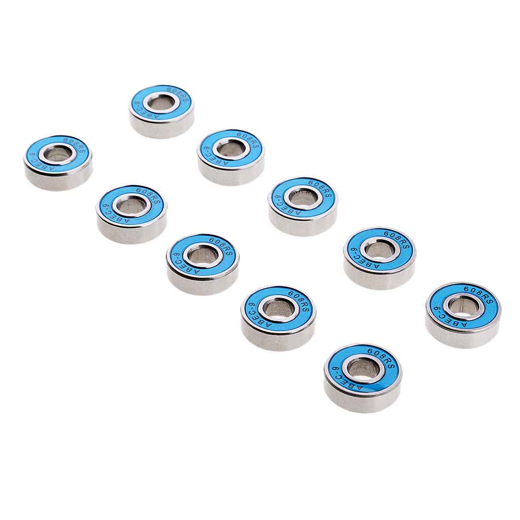 10 Pieces ABEC-9 608RS Roller Skate Wheel Bearings Seal Ball Bearings Blue