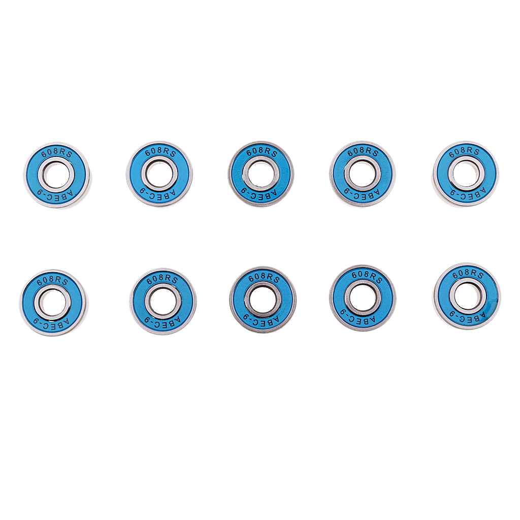 10 Pieces ABEC-9 608RS Roller Skate Wheel Bearings Seal Ball Bearings Blue