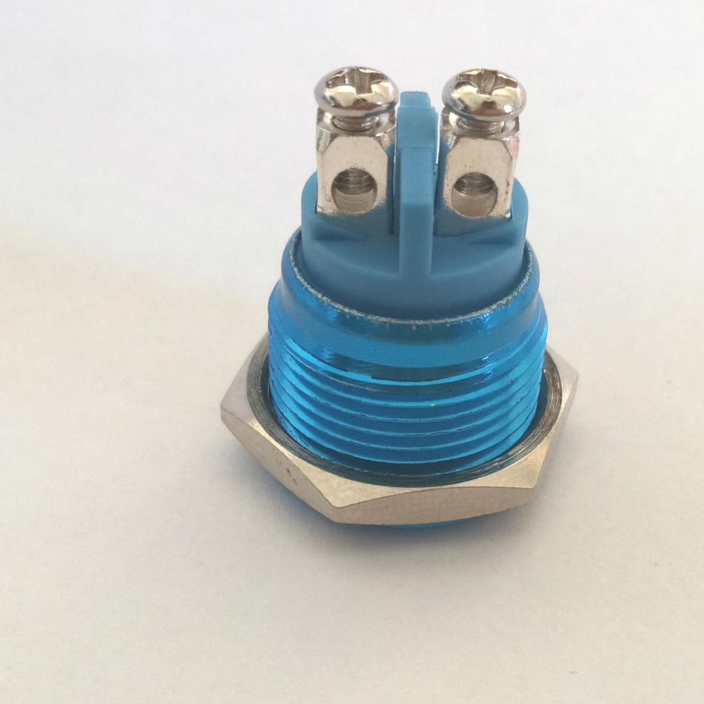 16mm Waterproof Metal Switch Push Start Button Latching Horn Starter Blue