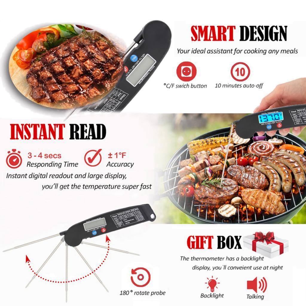 Kitchen Thermometer Digital Food Meat Probe BBQ Temperature Tool LCD Display