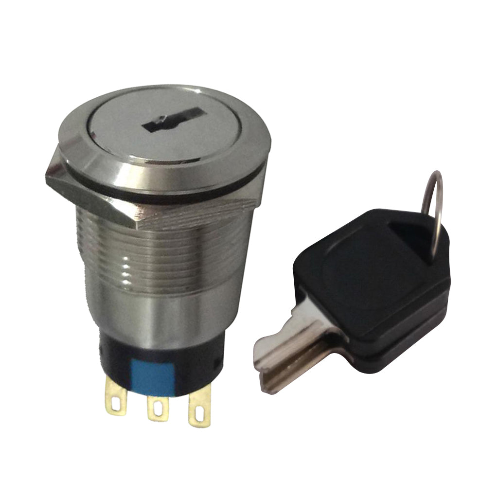 22mm Stainless Steel ON/OFF Electronic Key Switch Lock with 2 Keys 1NO+1NC