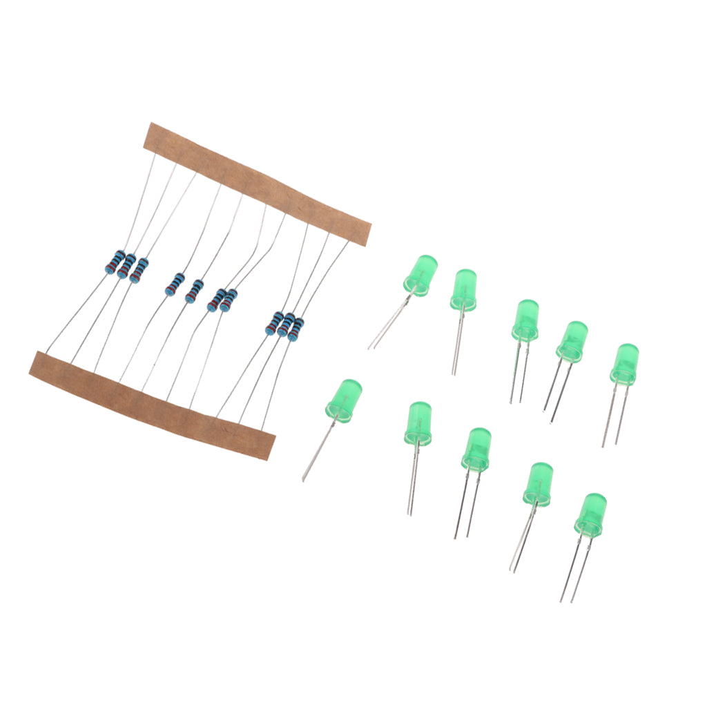 20 Pieces LED Light 5MM 220 Ohm Resistor for Raspberry Pi MCU Green