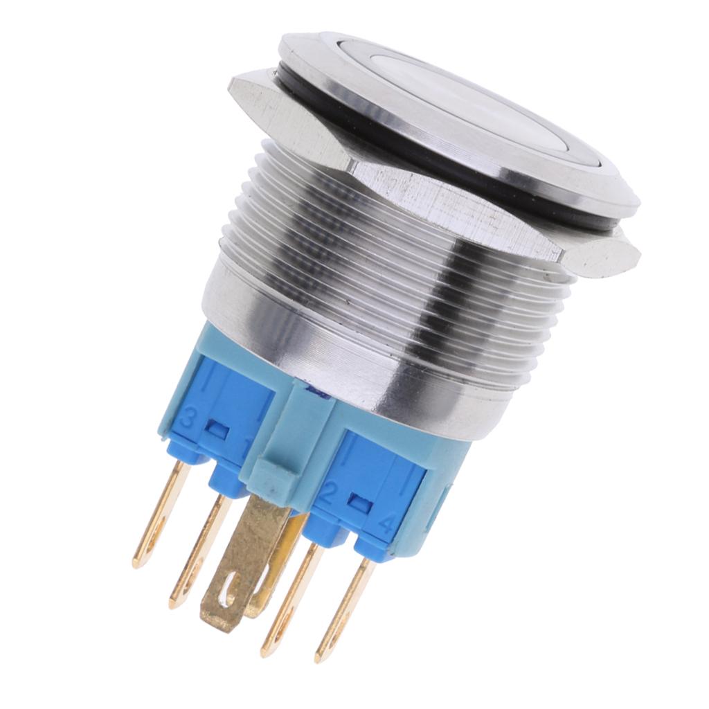 22mm 1NO1NC Stainless Steel 12V LED Momentary Push Button Switch 22mm Blue