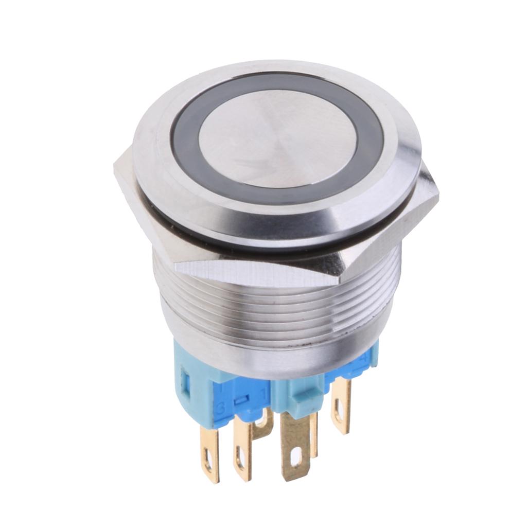 22mm 1NO1NC Stainless Steel 12V LED Momentary Push Button Switch 22mm Blue