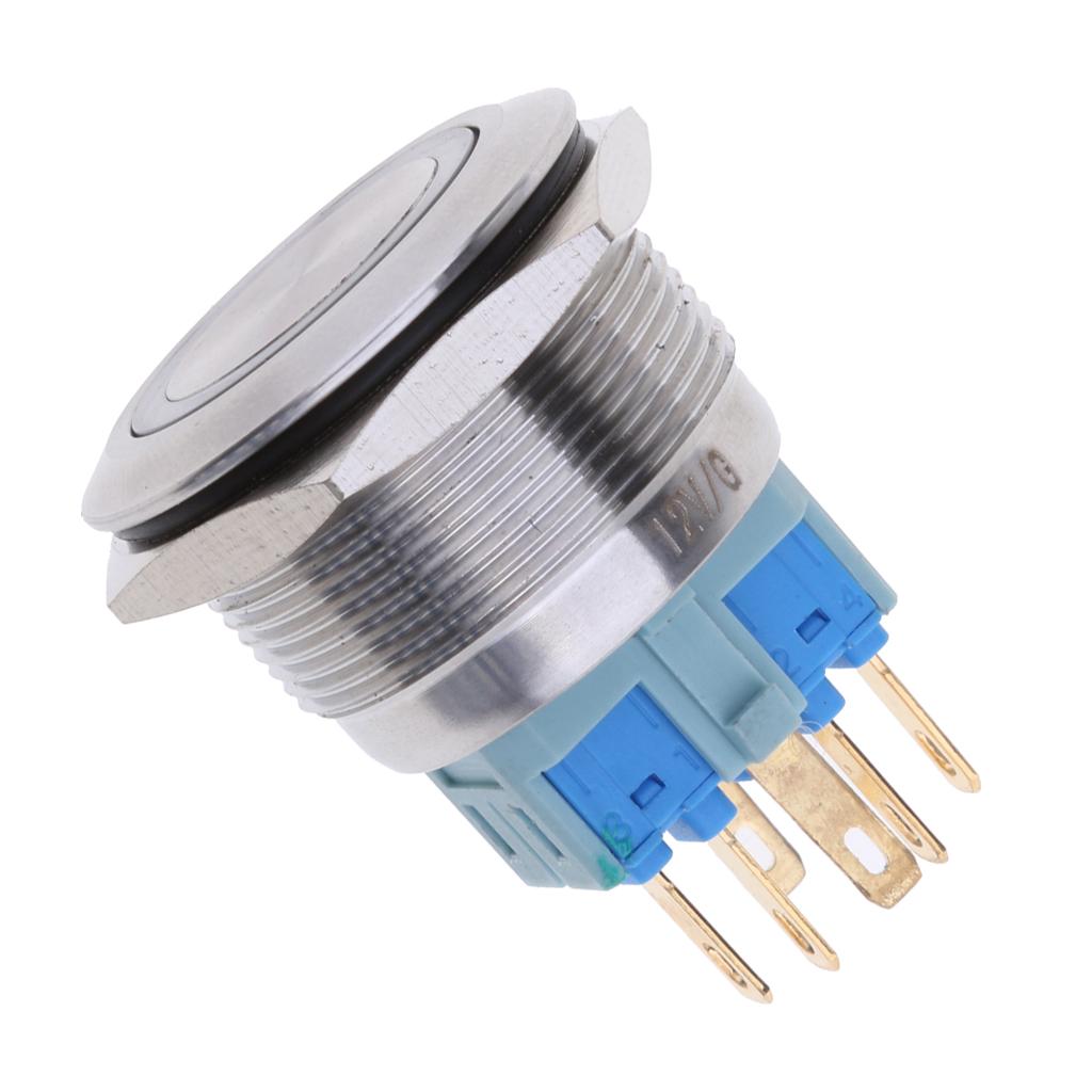 25mm 1NO1NC Stainless Steel 12V LED Momentary Push Button Switch 25mm Green