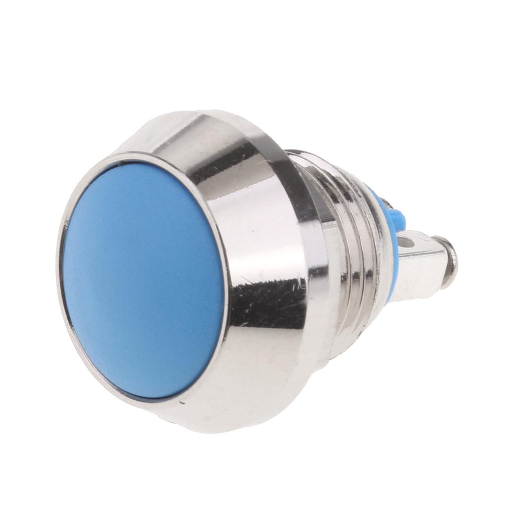 12mm Round Metal SPST Momentary Push Button Switch 1NO P67 Waterproof Blue
